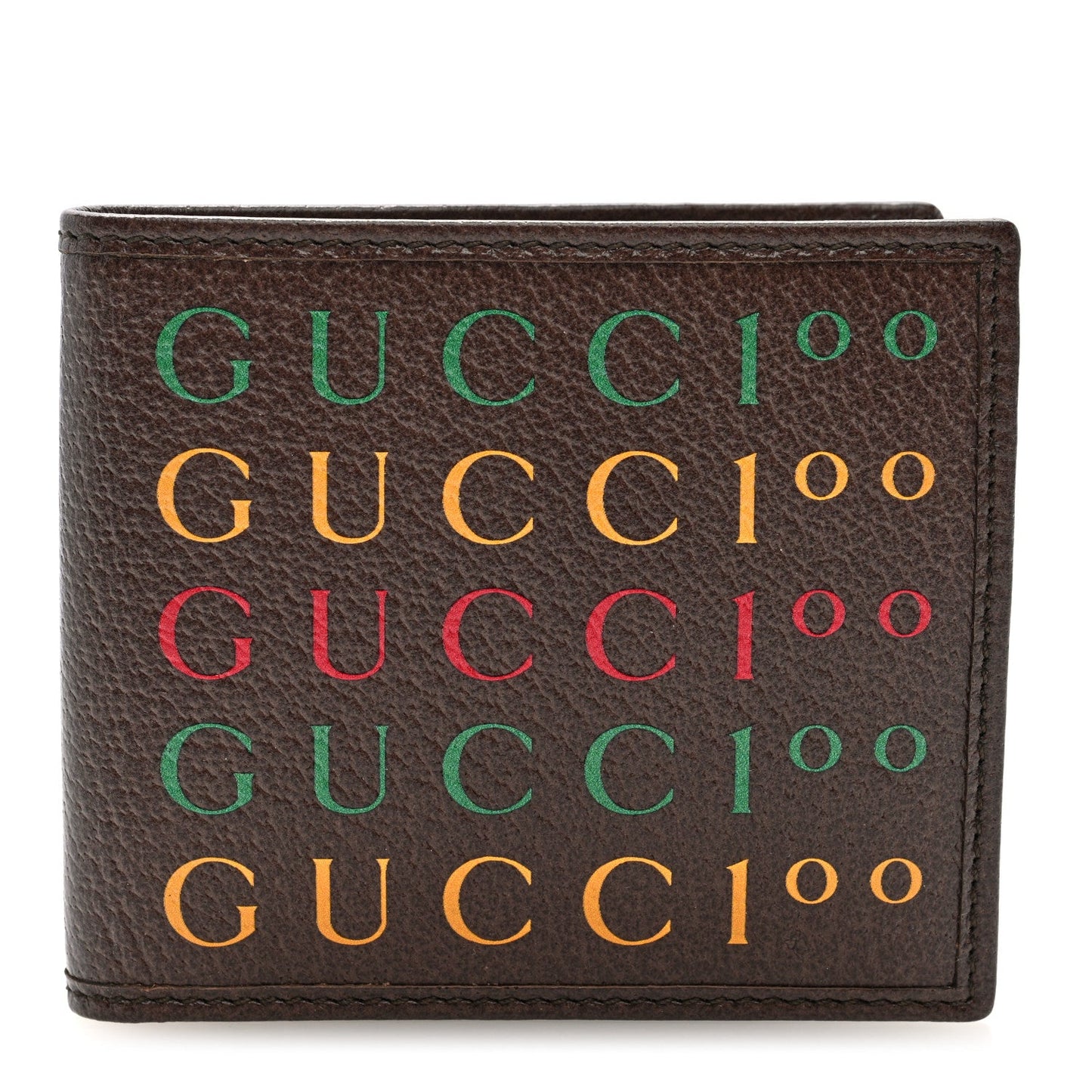 Textured Dollar Calfskin Gucci 100 Centennial Music Wallet New Acero New Shamarock Crop Hibiscus Red