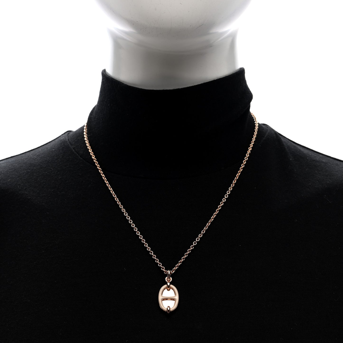 Metal Enamel Mini Maillon Pendant Necklace Rose Candeur