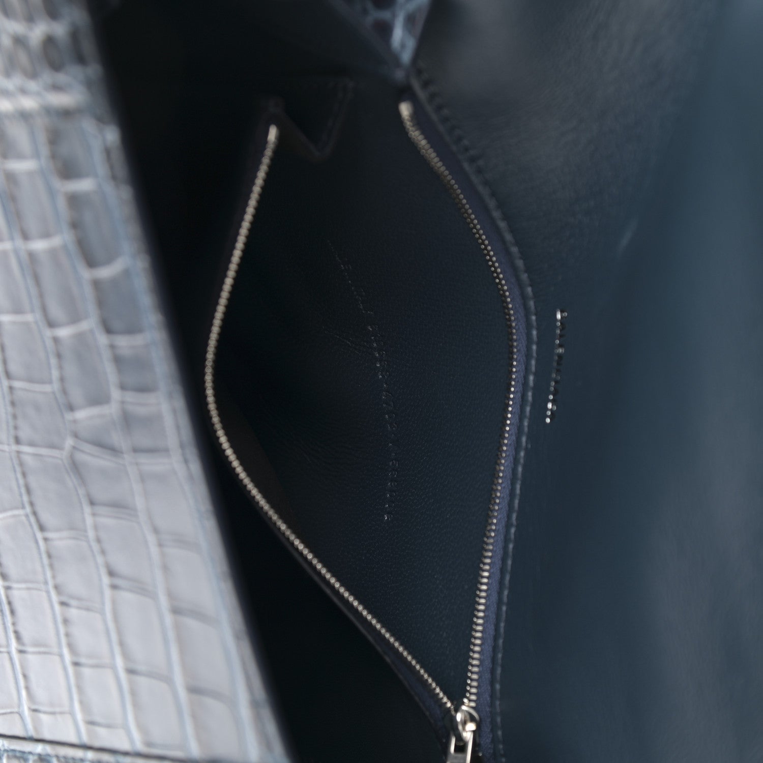 Balenciaga Shiny Calfskin Crocodile Embossed Medium Hourglass Top Handle Bag Denim Blue 7 of 11