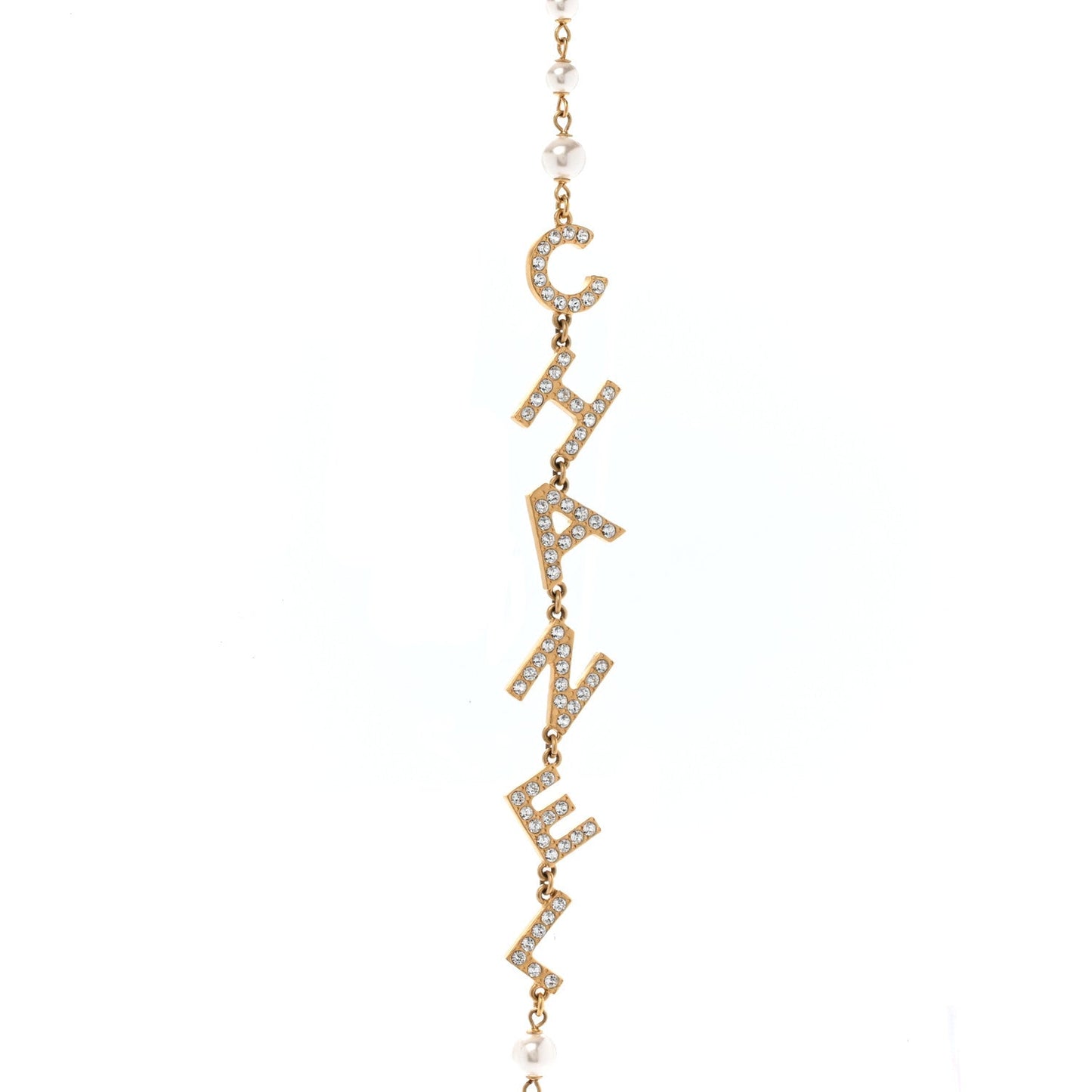 Pearl Crystal 90's Icon CC Necklace Gold