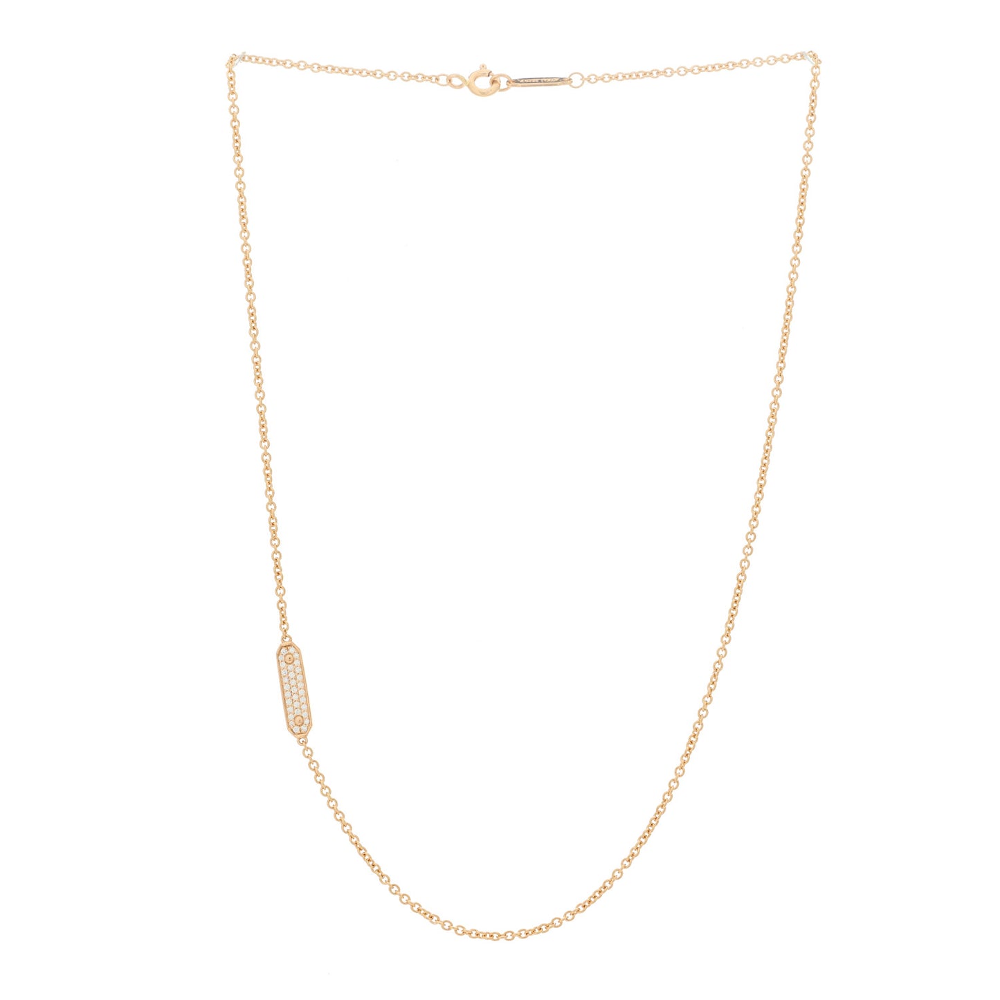18K Rose Gold Diamond Tag Chain Necklace