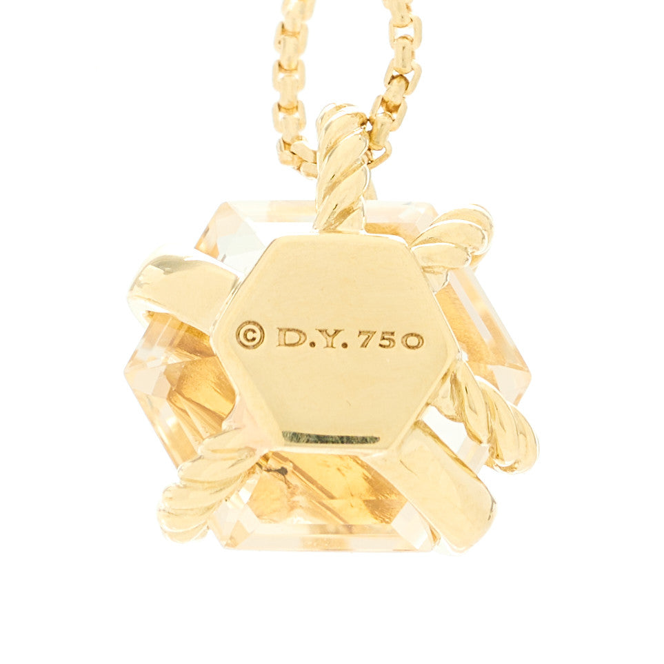 David Yurman 18K Yellow White Gold Diamond Champagne Citrine 10mm Cable Wrap Necklace 6 of 6