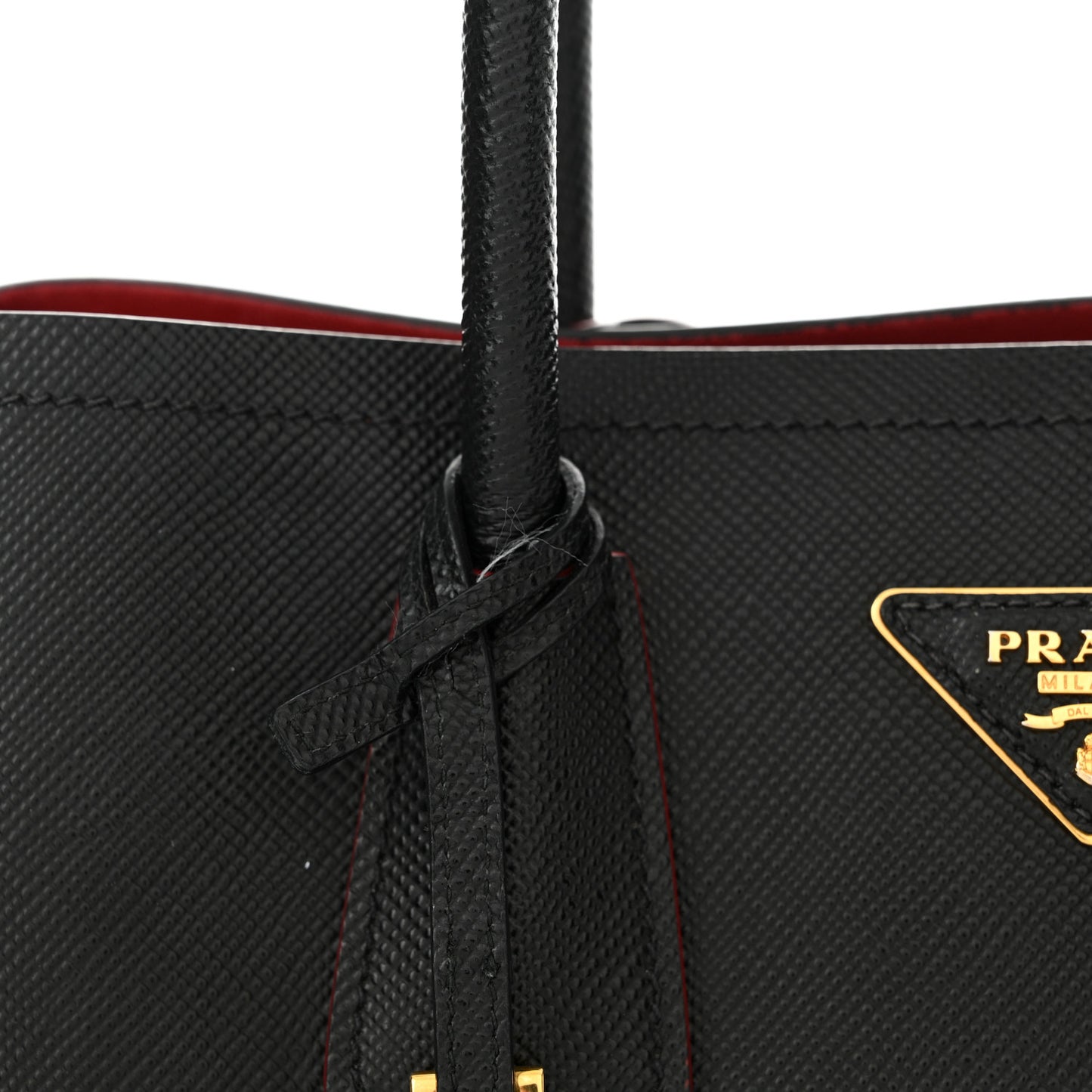 Saffiano Cuir Small Double Bag Black Fuoco