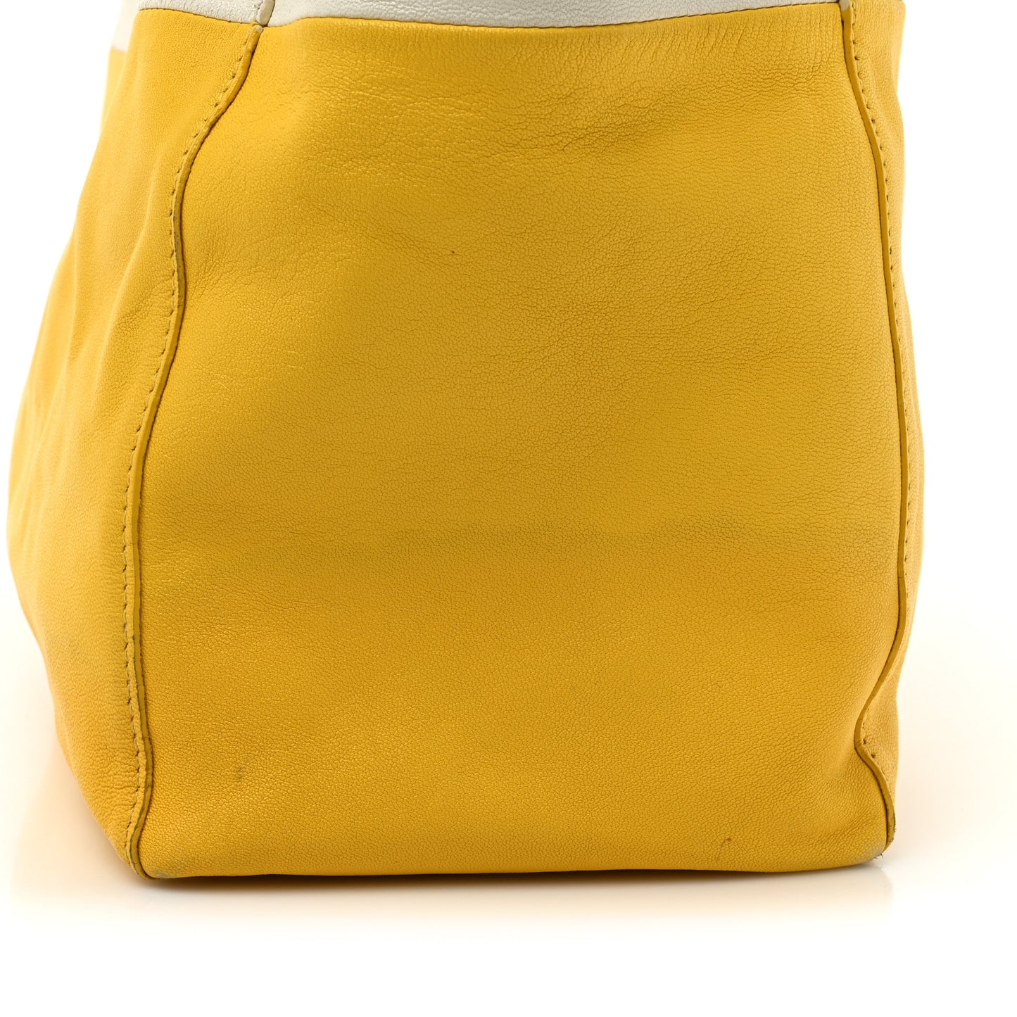 Lambskin Vertical Bi-Cabas White Sun Yellow