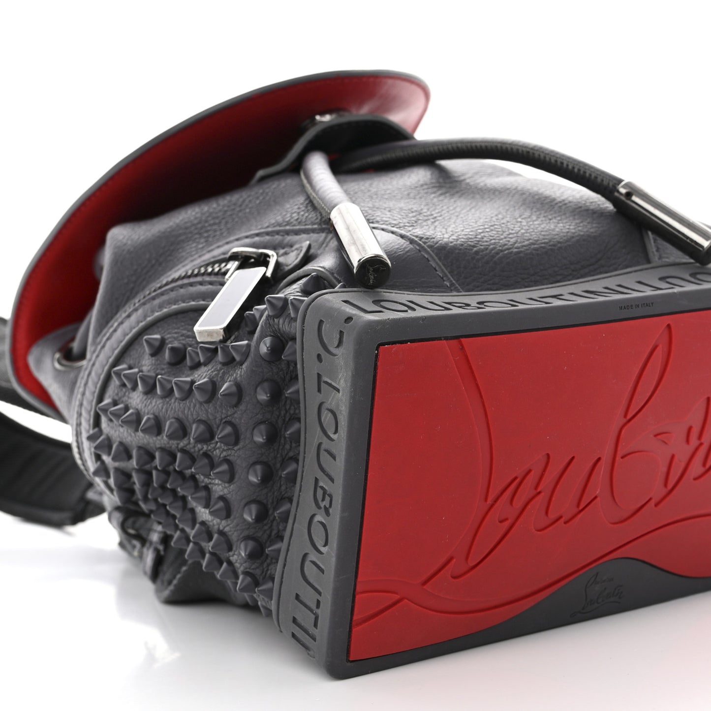 Calfskin Spiked Small Explorafunk Backpack Charbon