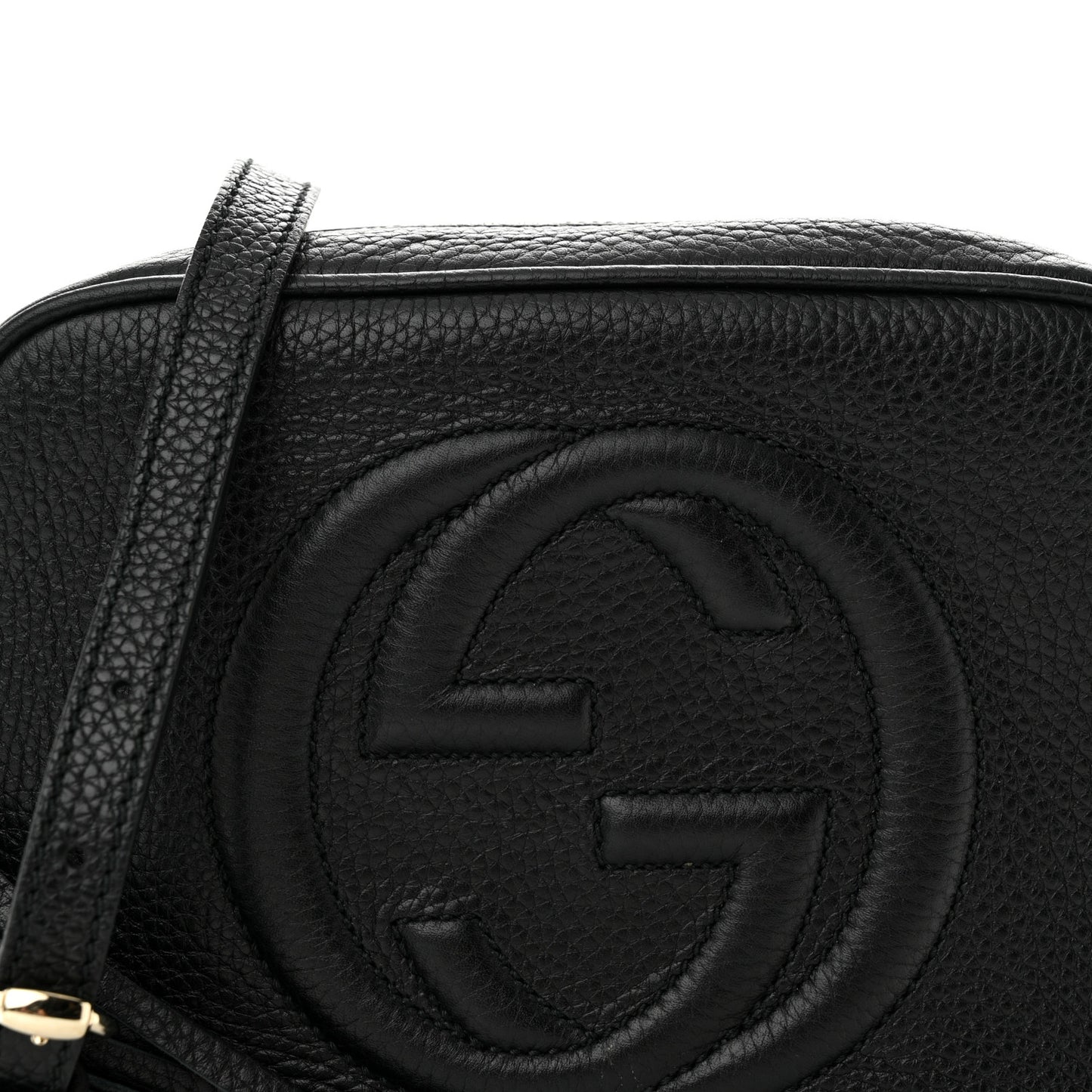 Pebbled Calfskin Small Soho Disco Bag Black