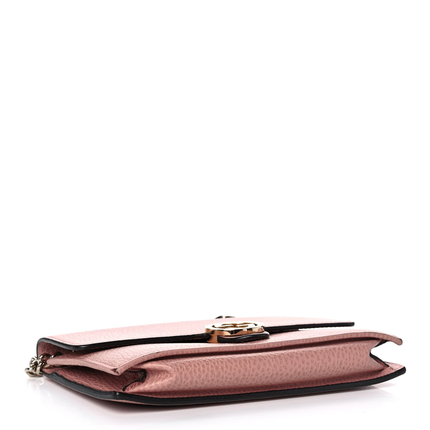 Dollar Calfskin Interlocking G Chain Wallet Soft Pink