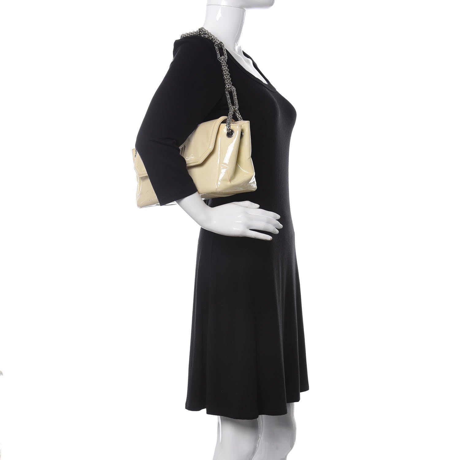 Chanel Patent Calfskin Mademoiselle Lock Bijoux Chain Flap Beige 2 of 12