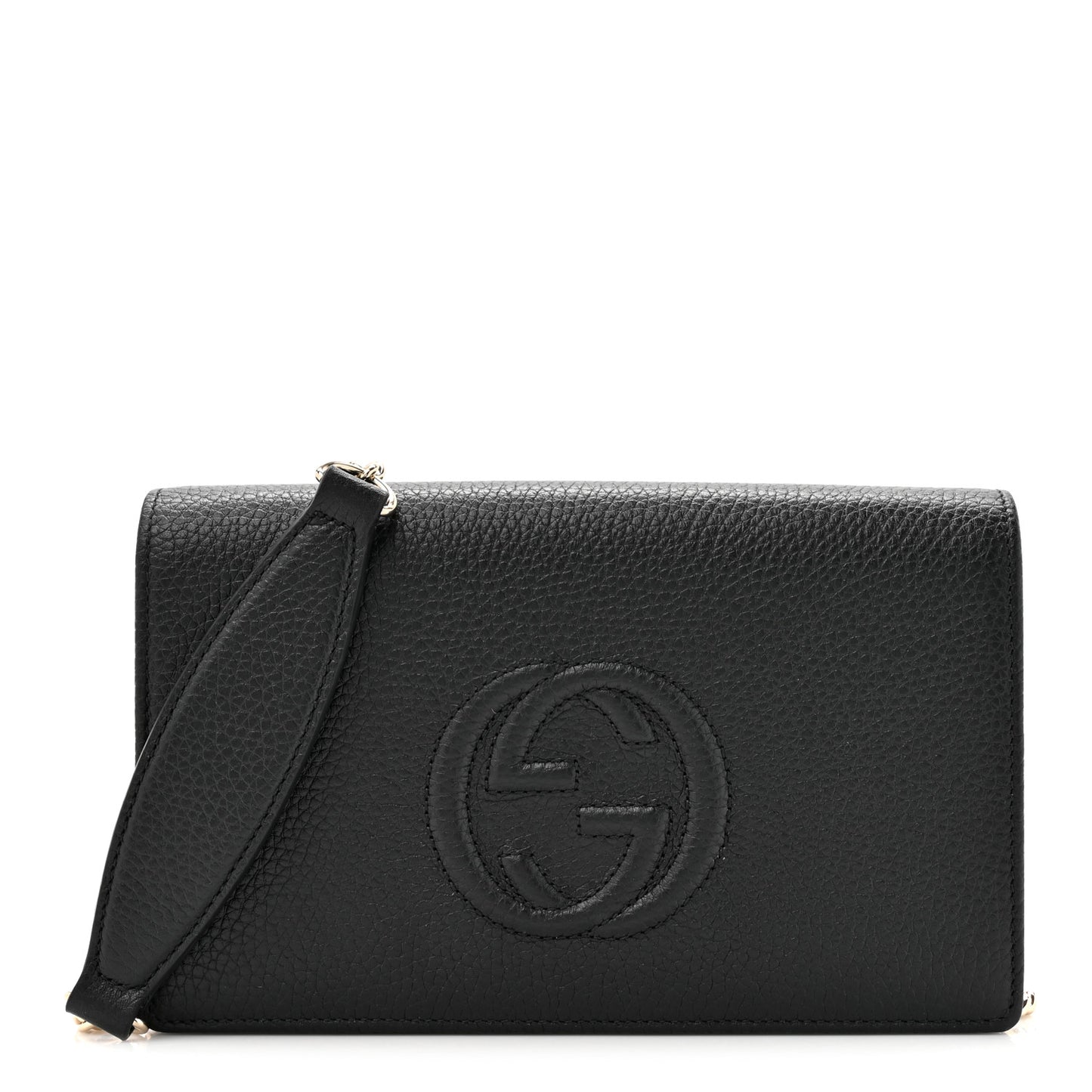 Pebbled Calfskin Soho Wallet On Chain Black