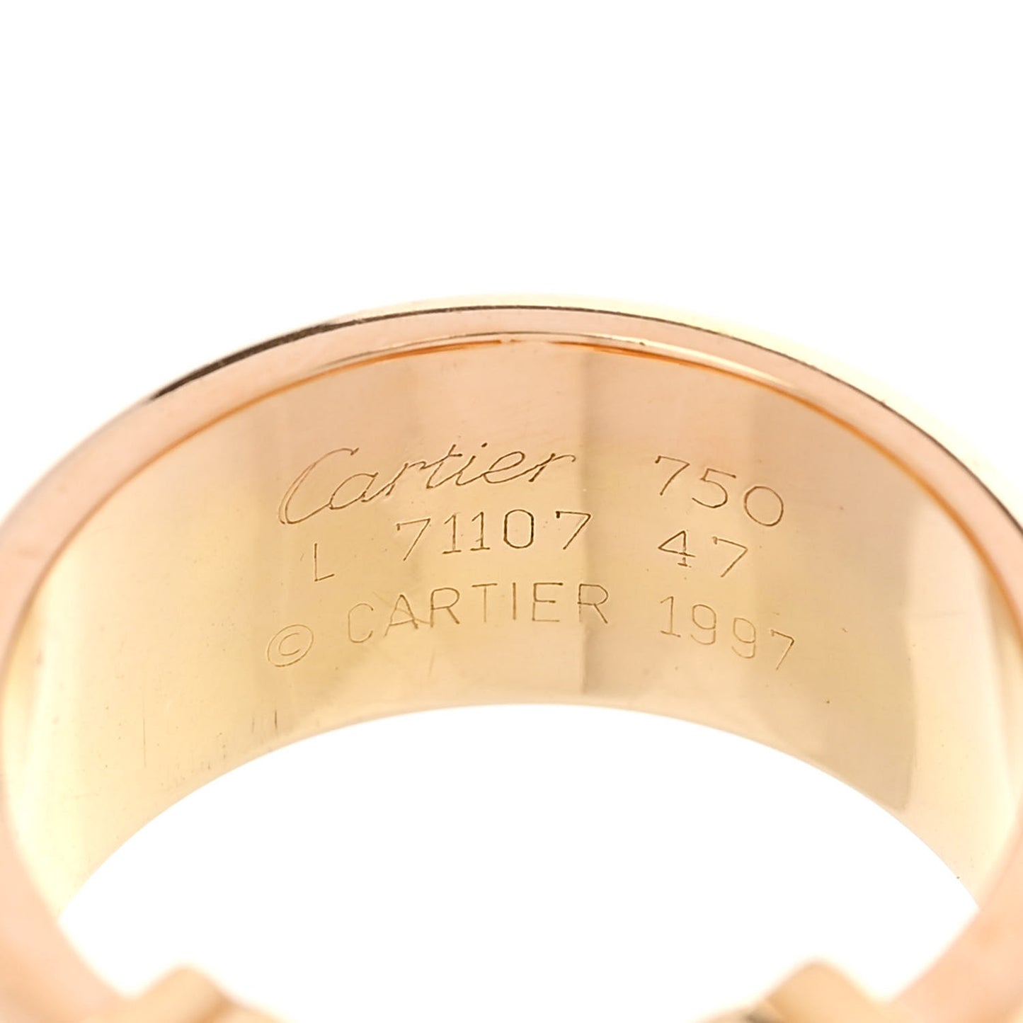 18K Pink Yellow White Gold 8mm C De Cartier Ring 47 4.25