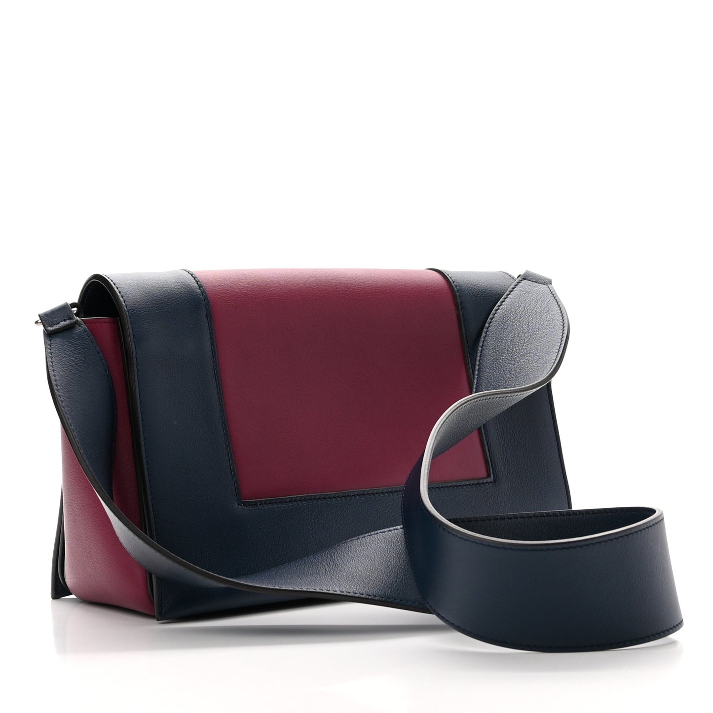 Shiny Smooth Calfskin Medium Frame Shoulder Bag Steel Blue Plum