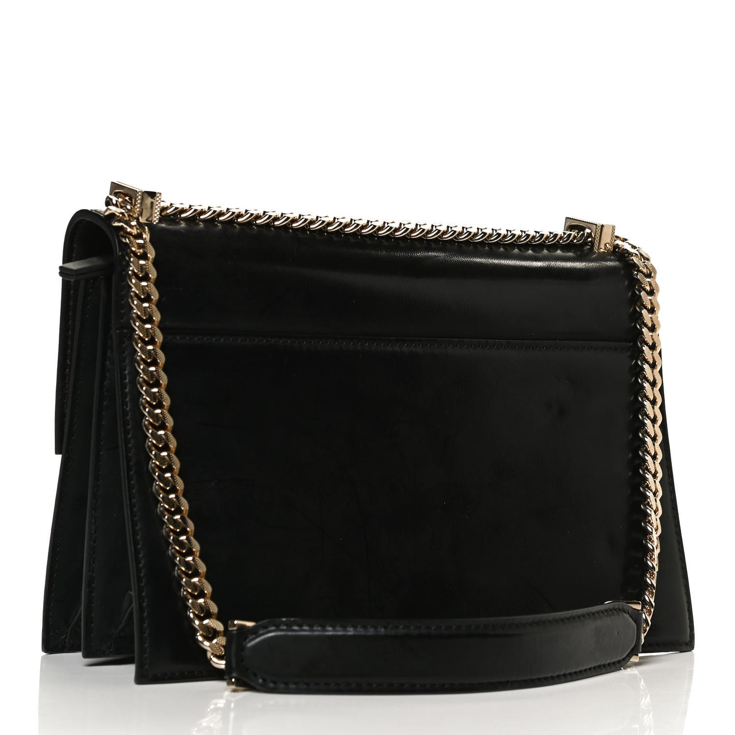 Nappa Large Diamante Flap Black