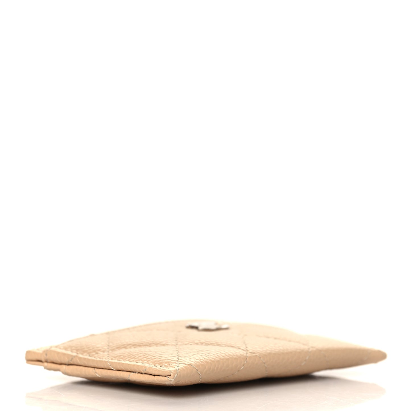 Caviar Quilted Card Holder Beige