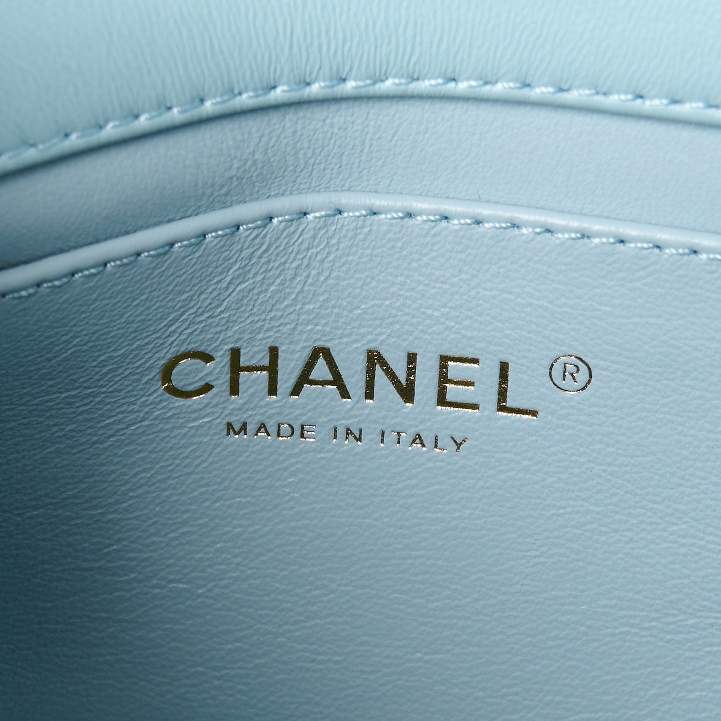 Lambskin Enamel Quilted Mini Pending CC Square Flap Light Blue