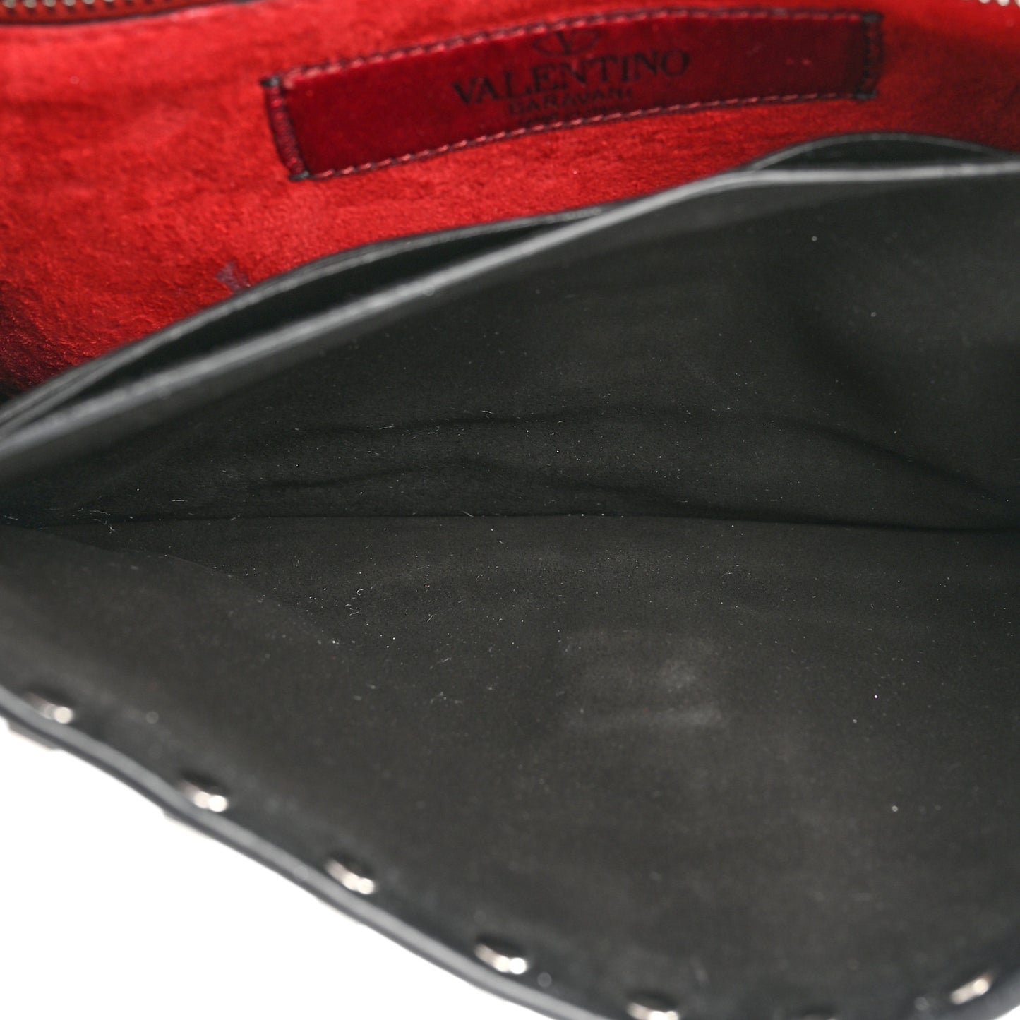 Craquele Nappa Beaded Rockstud Spike Wallet on Chain Black