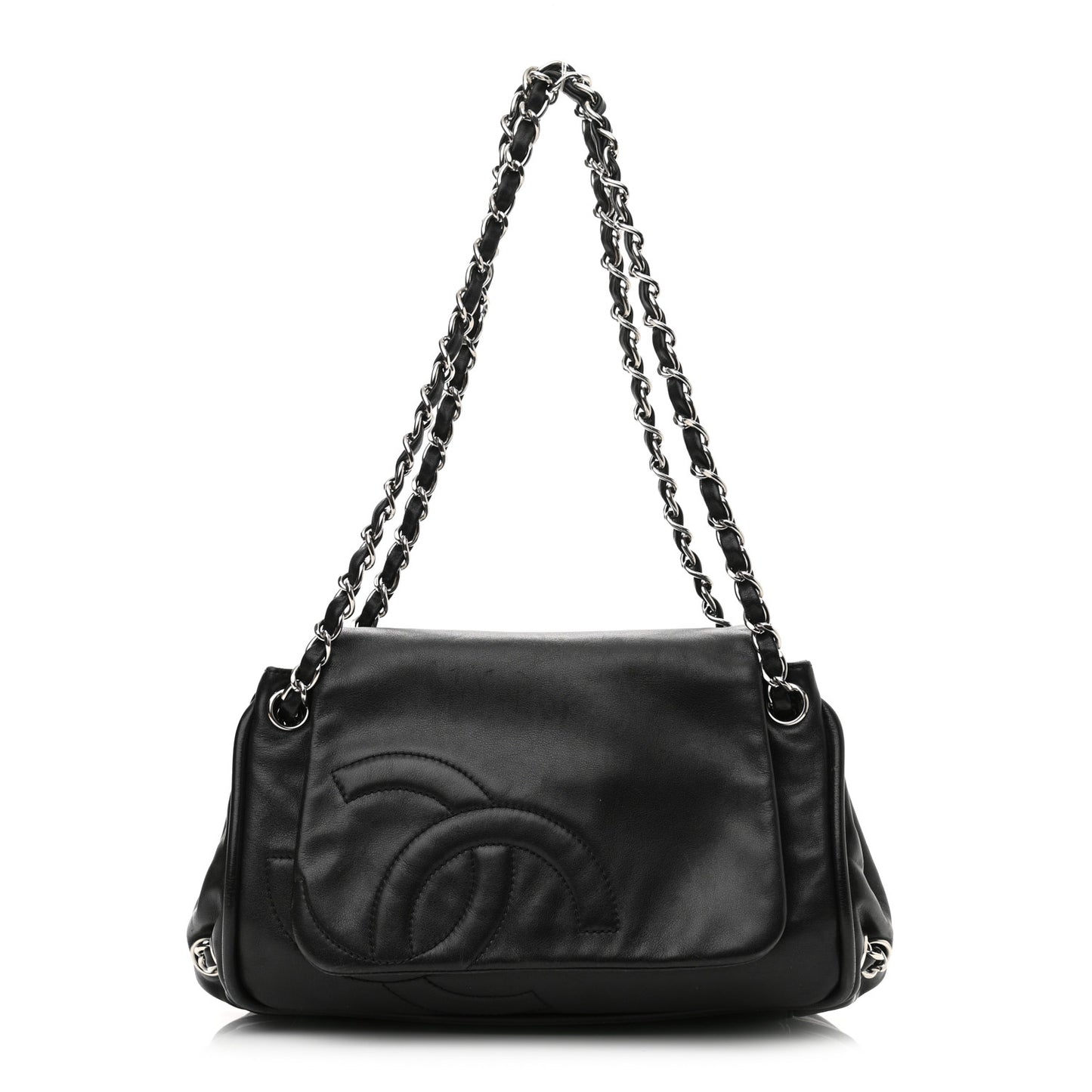 Calfskin Diagonal Ligne Flap Black