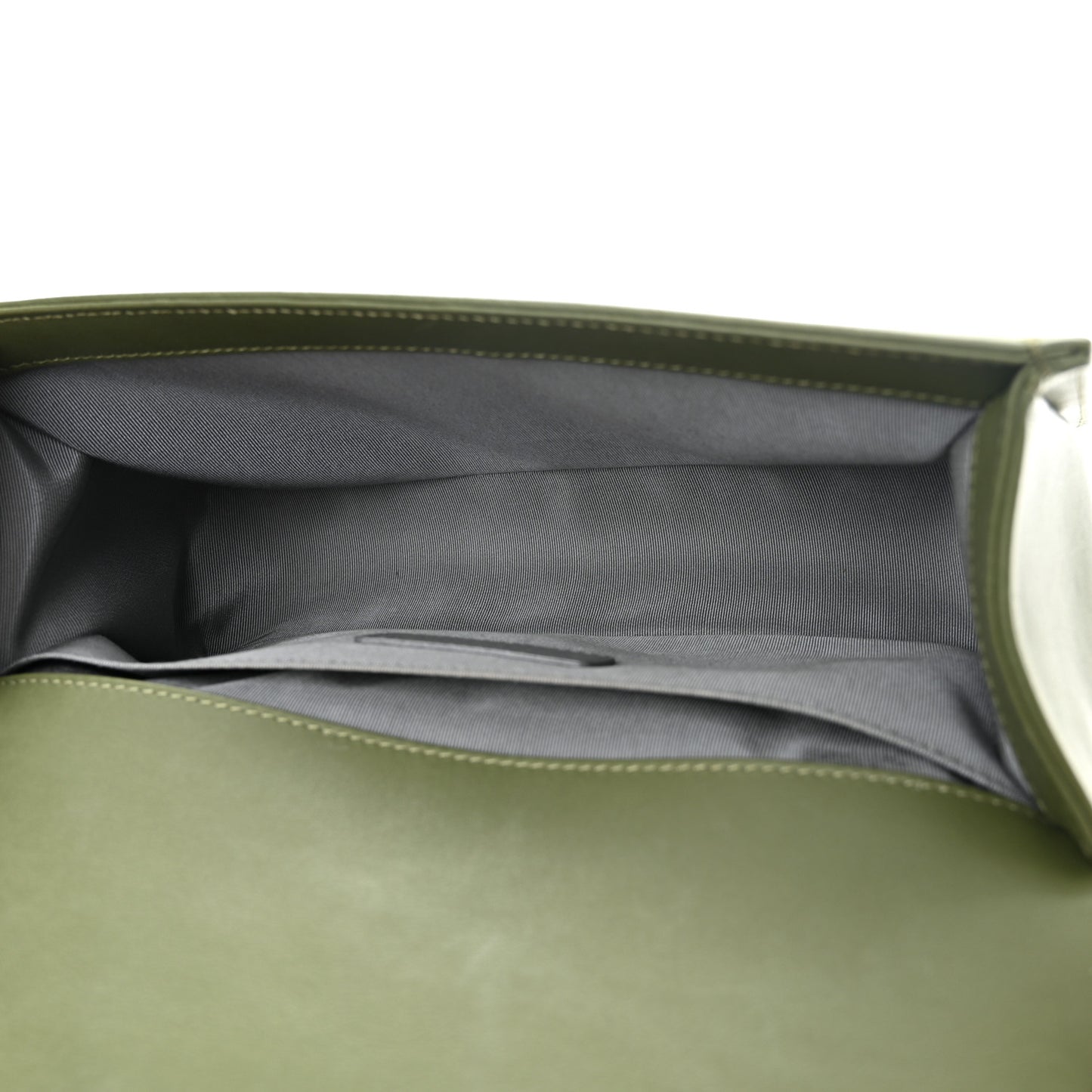 Calfskin Chevron Quilted Medium Boy Flap Dark Green