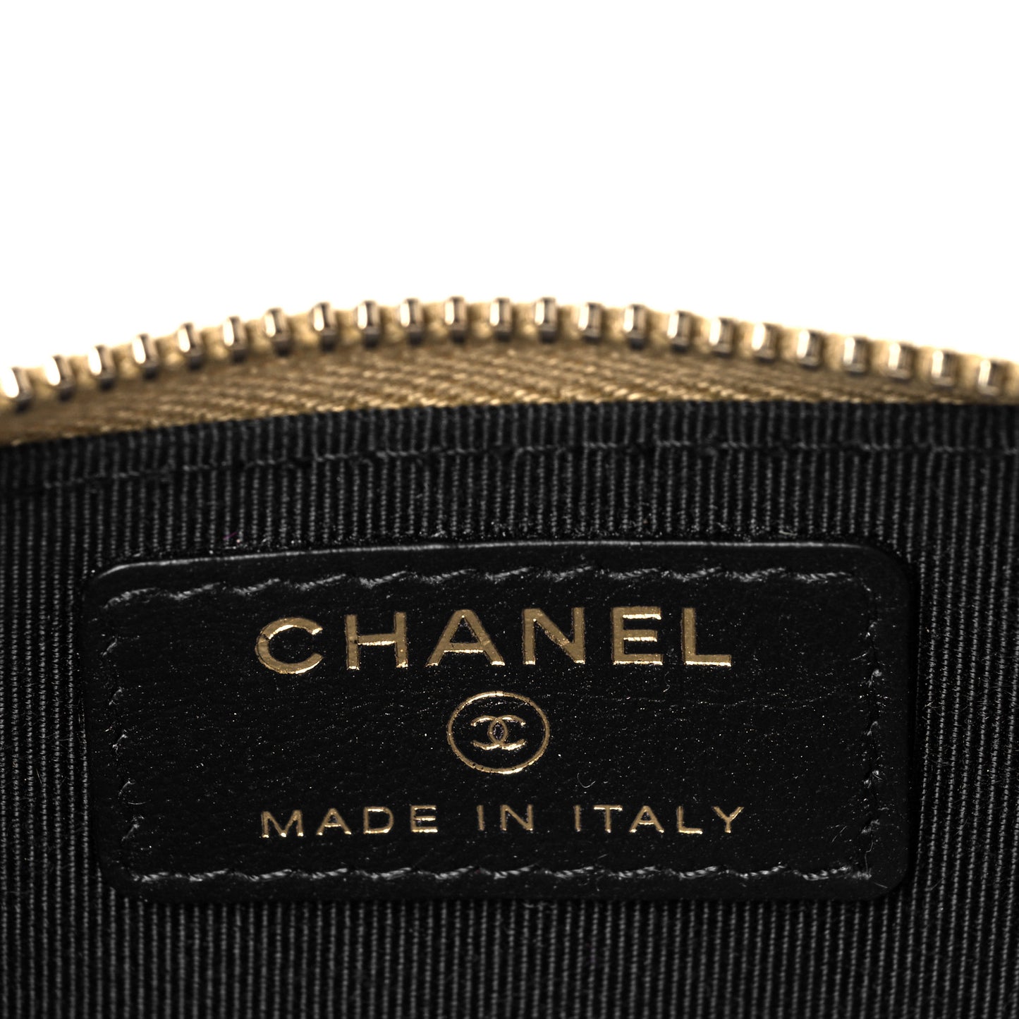 Metallic Calfskin Crocodile Embossed Cocodile Zip Coin Case Gold