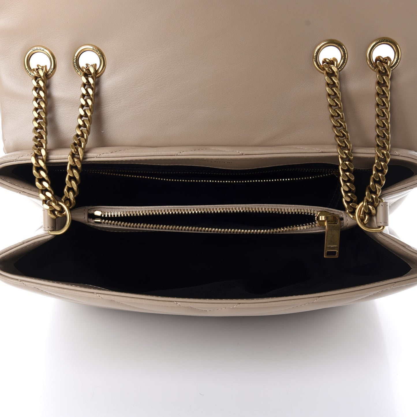 Calfskin Y Quilted Monogram Medium Loulou Chain Satchel Dark Beige