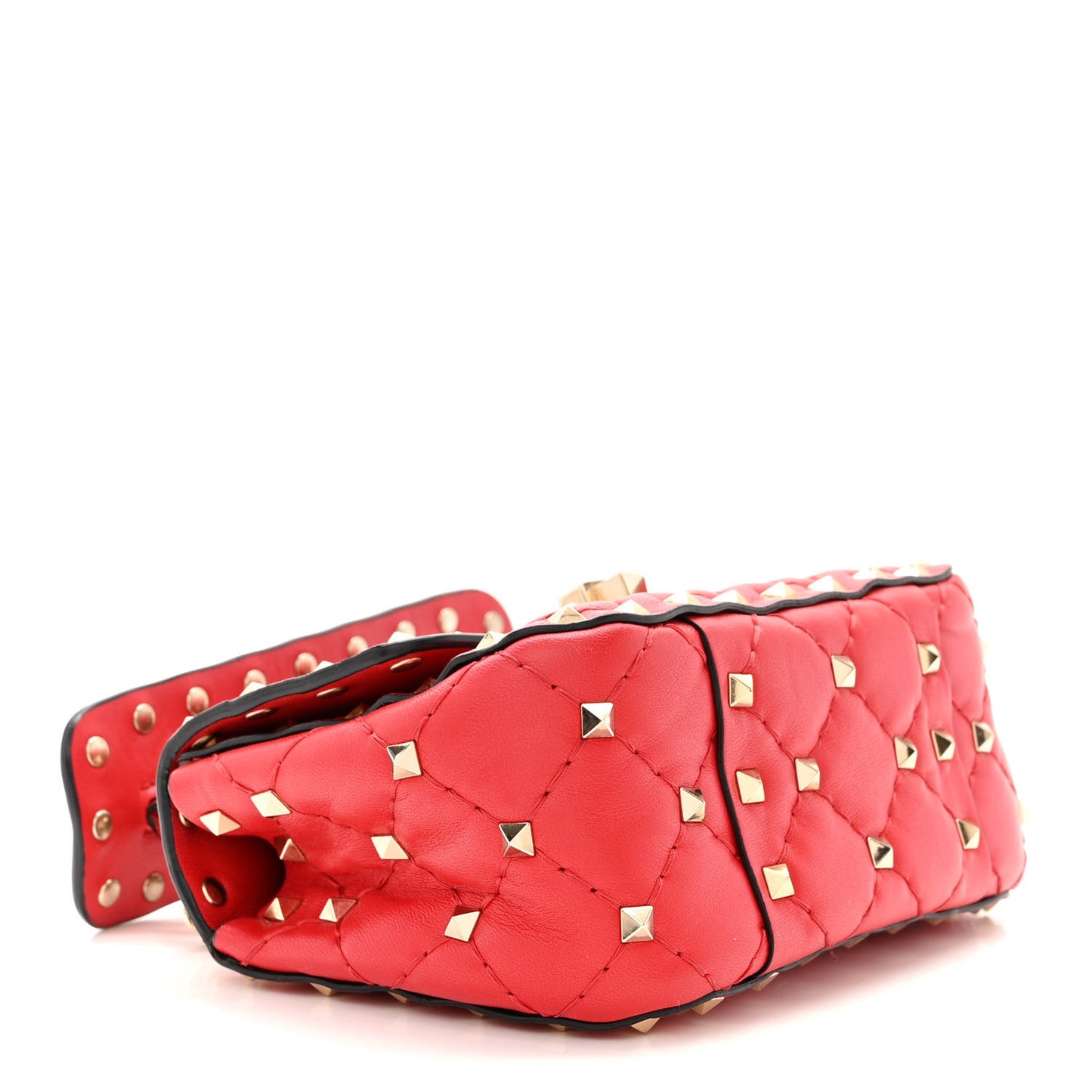 Lambskin Micro Rockstud Spike Shoulder Bag Red