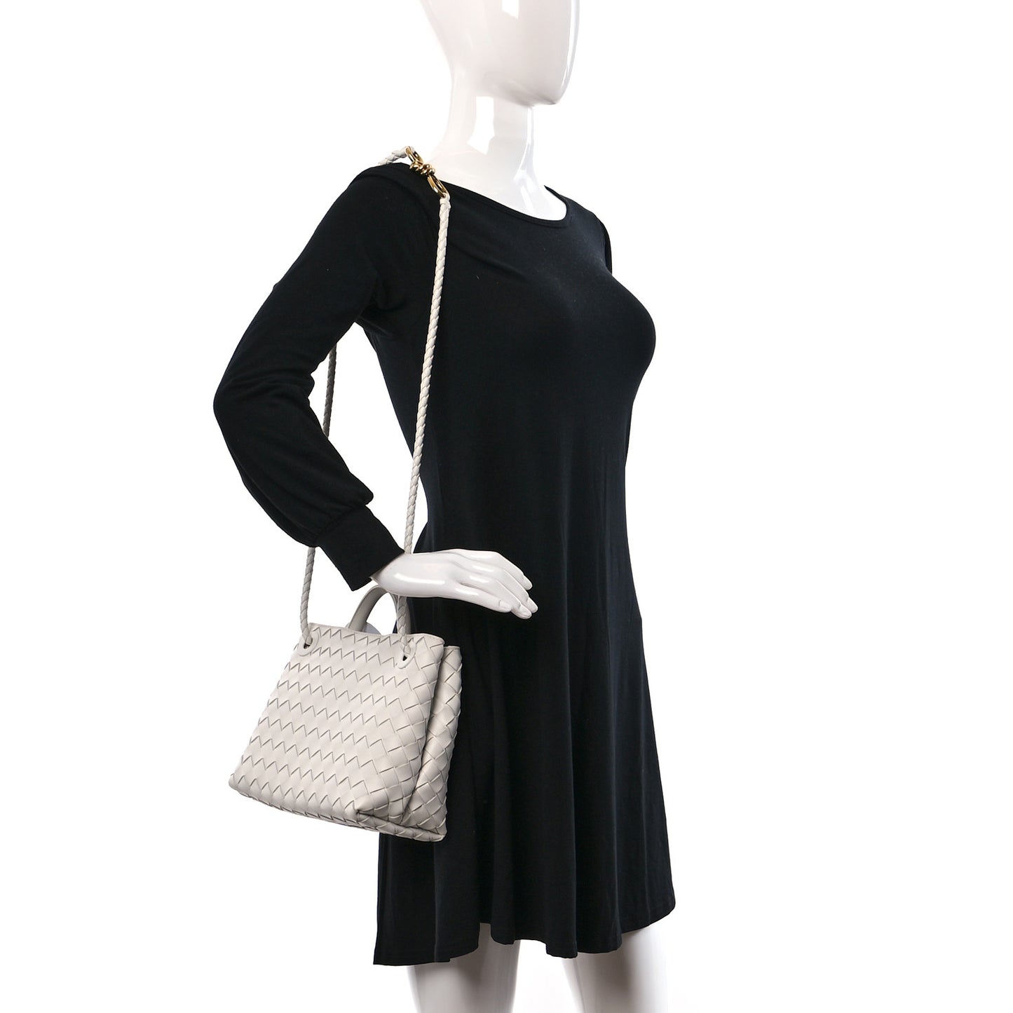 Nappa Intrecciato Small Andiamo Shoulder Bag White