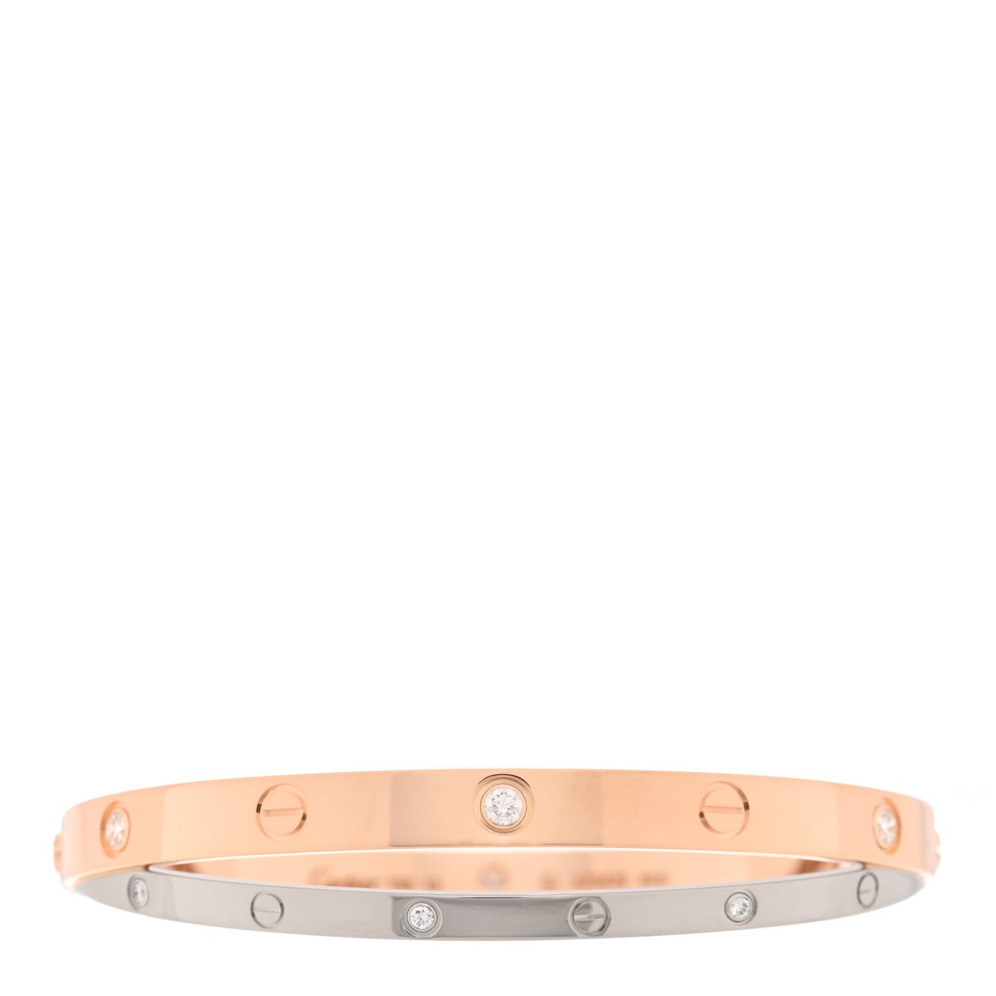 18K Pink White Gold 12 Diamond Double LOVE Bracelet 19
