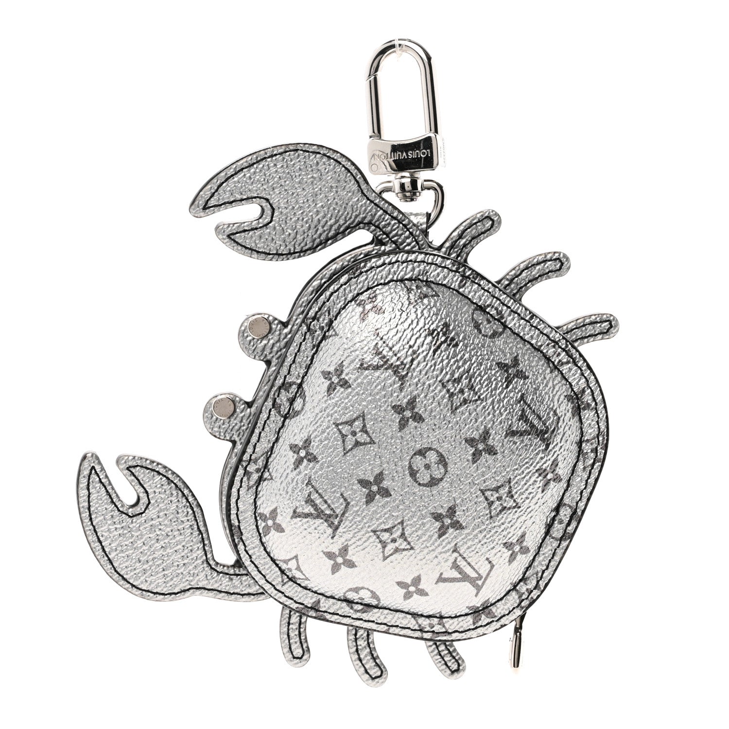 Louis Vuitton Metallic Monogram Crab Bag Charm Grey Silver 1845499