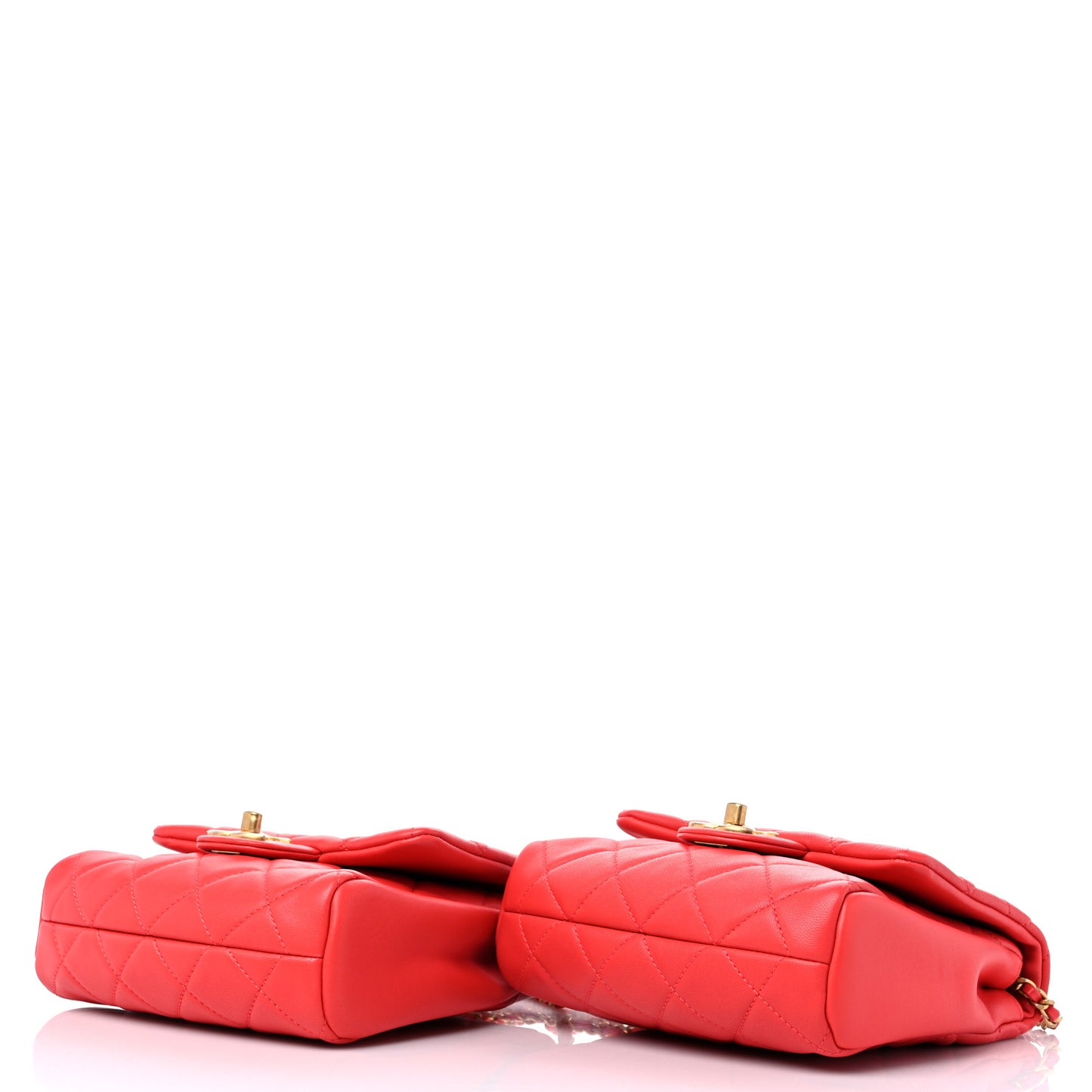 Lambskin Quilted Side-Packs Red