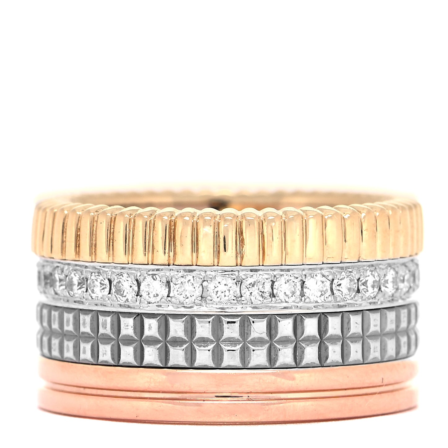 18K Pink Yellow White Gold Diamond Large Quatre Classique Ring 56 7.5