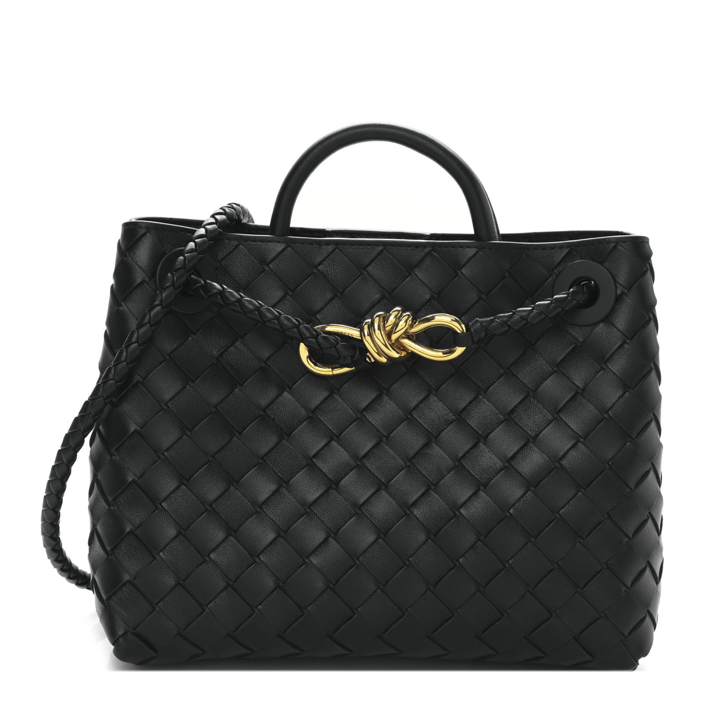 Nappa Intrecciato Small Andiamo Shoulder Bag Black