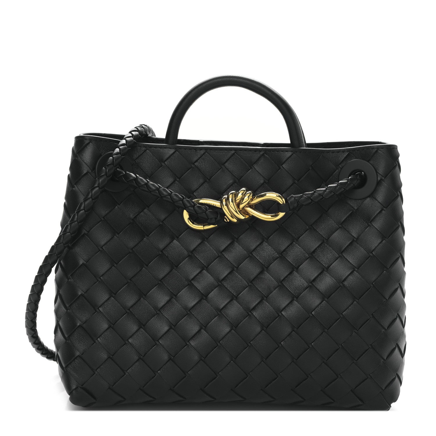 Bottega Veneta Nappa Intrecciato Small Andiamo Shoulder Bag Black 1 of 8