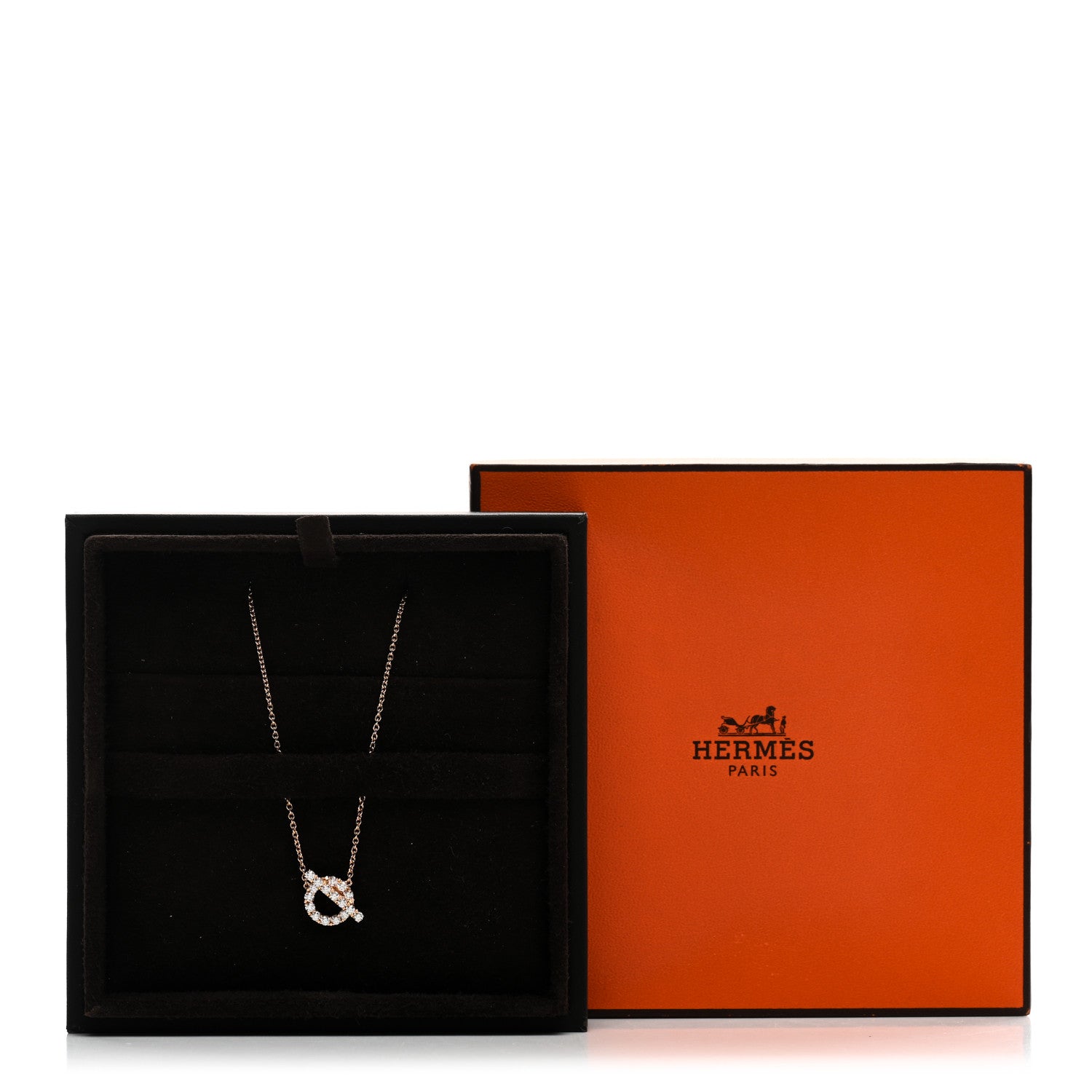 Hermes 18K Rose Gold Diamond Finesse Pendant Necklace 5 of 5
