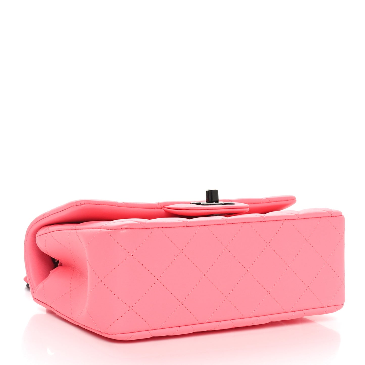 Lambskin Quilted Mini Rectangular Flap Coral Pink