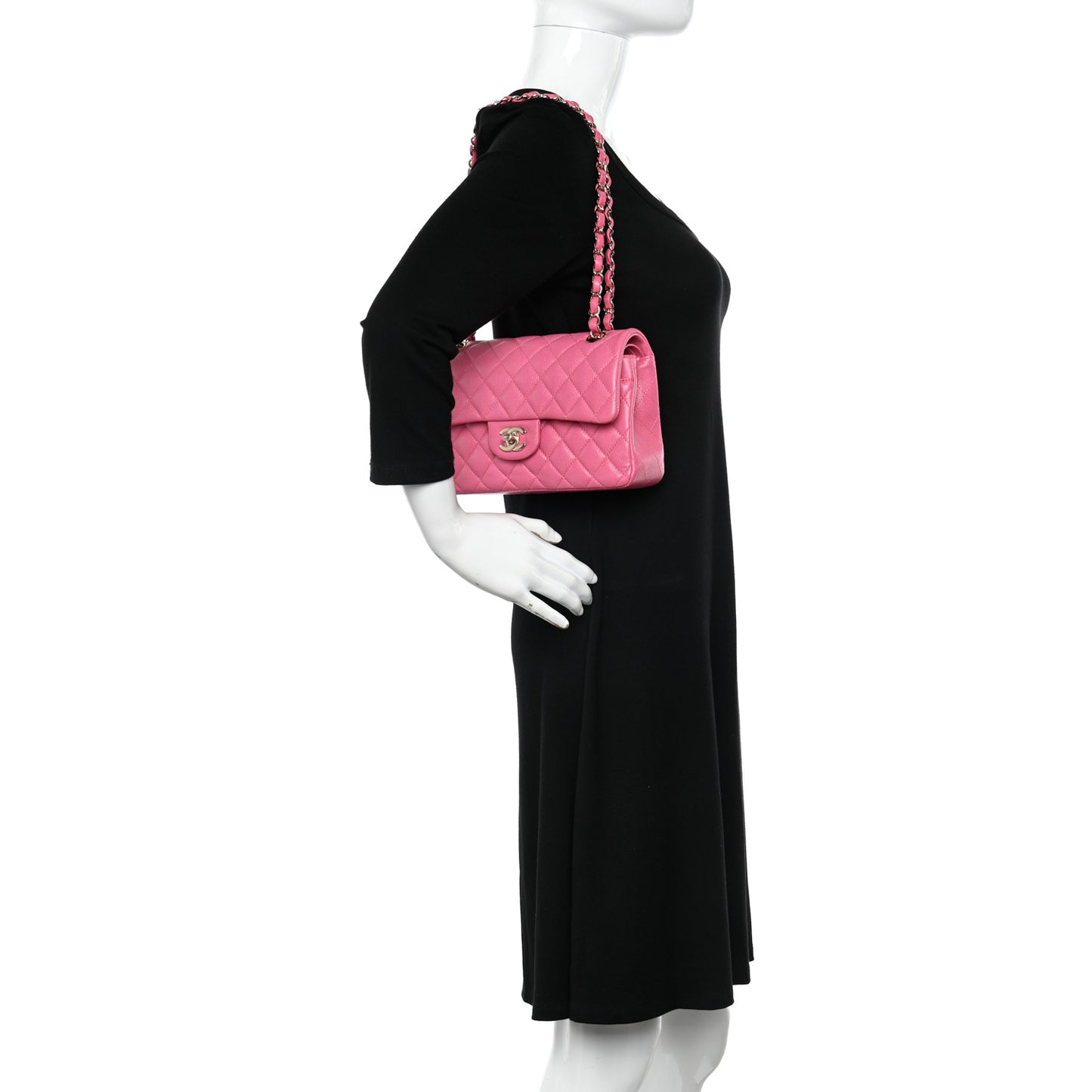 Caviar Quilted Small Double Flap Pink