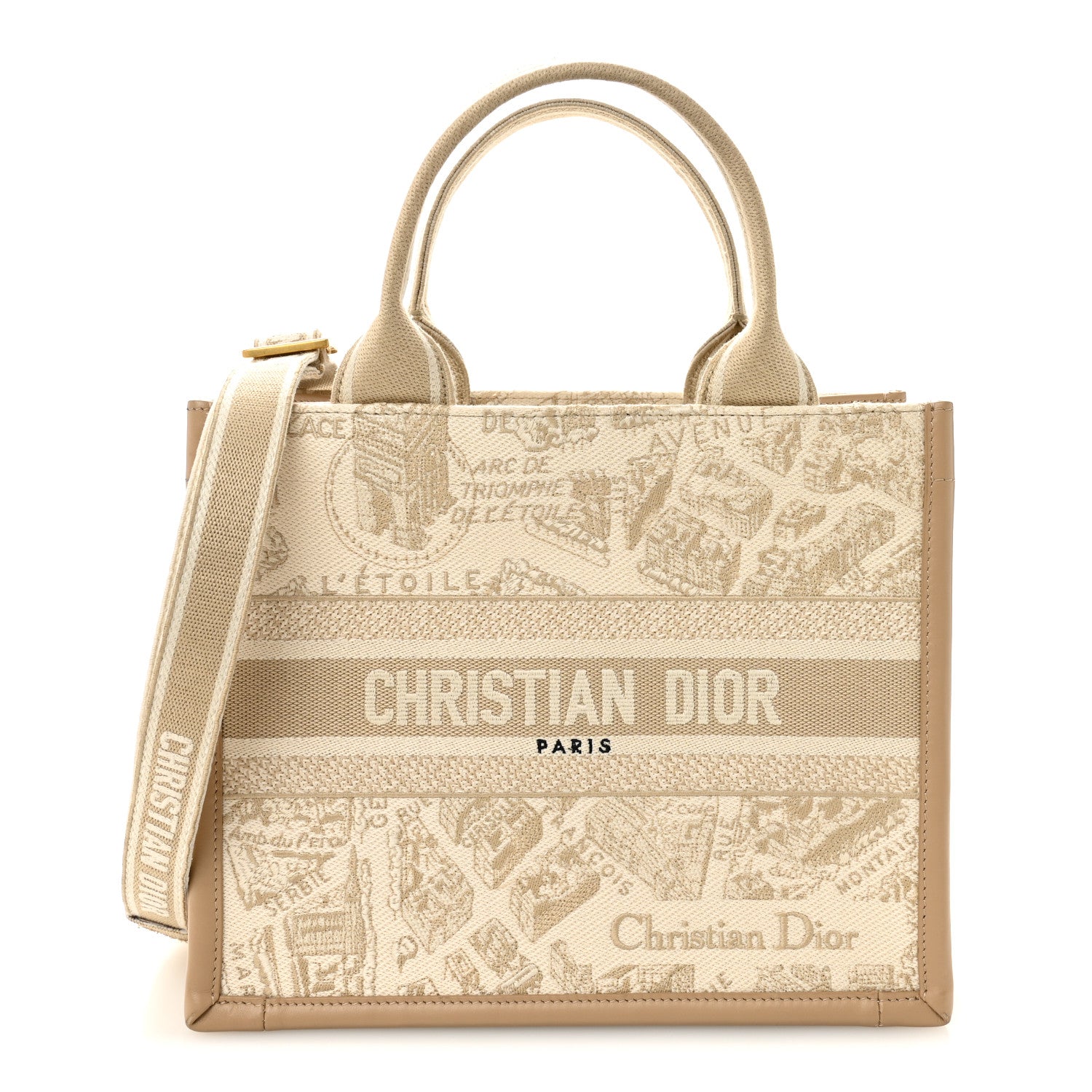 Christian Dior Canvas Calfskin Embroidered Small Plan De Paris