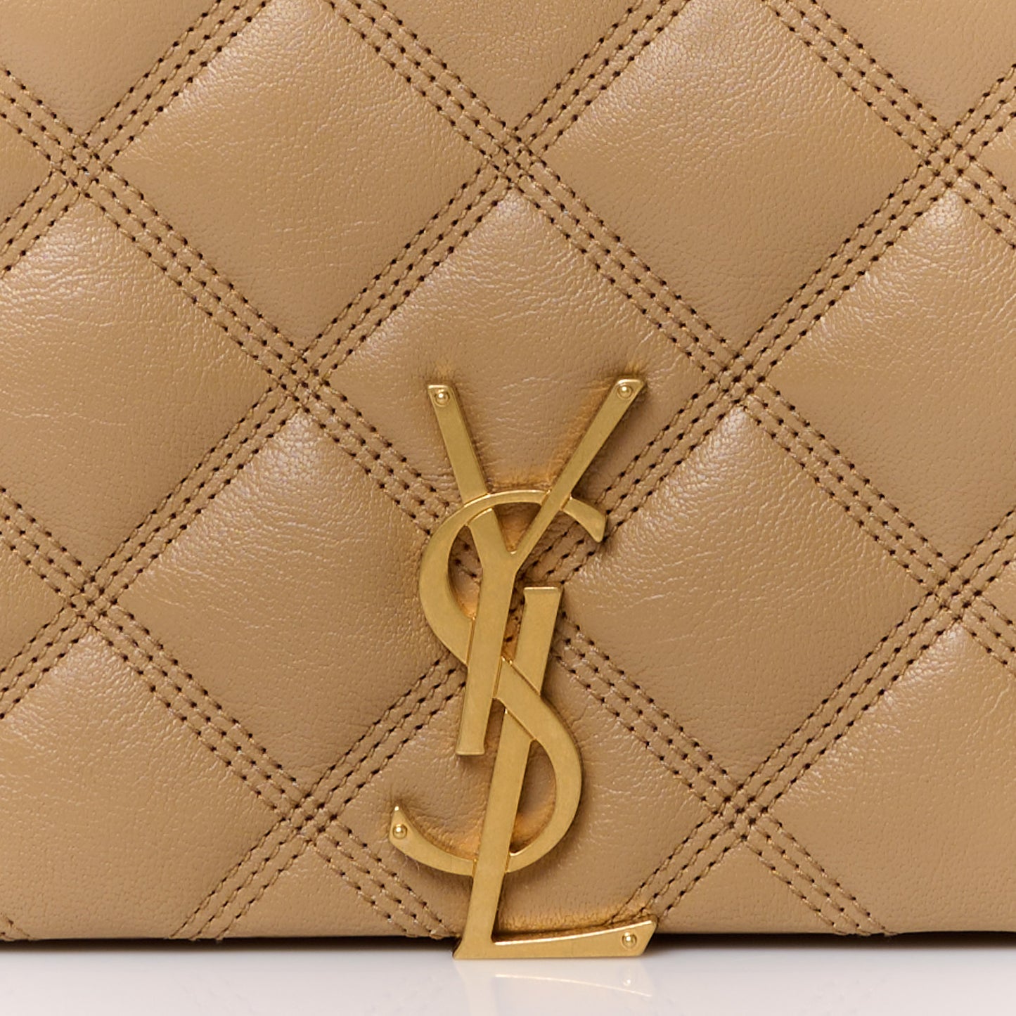 Lambskin Diamond Quilted Becky Chain Wallet Natural Tan