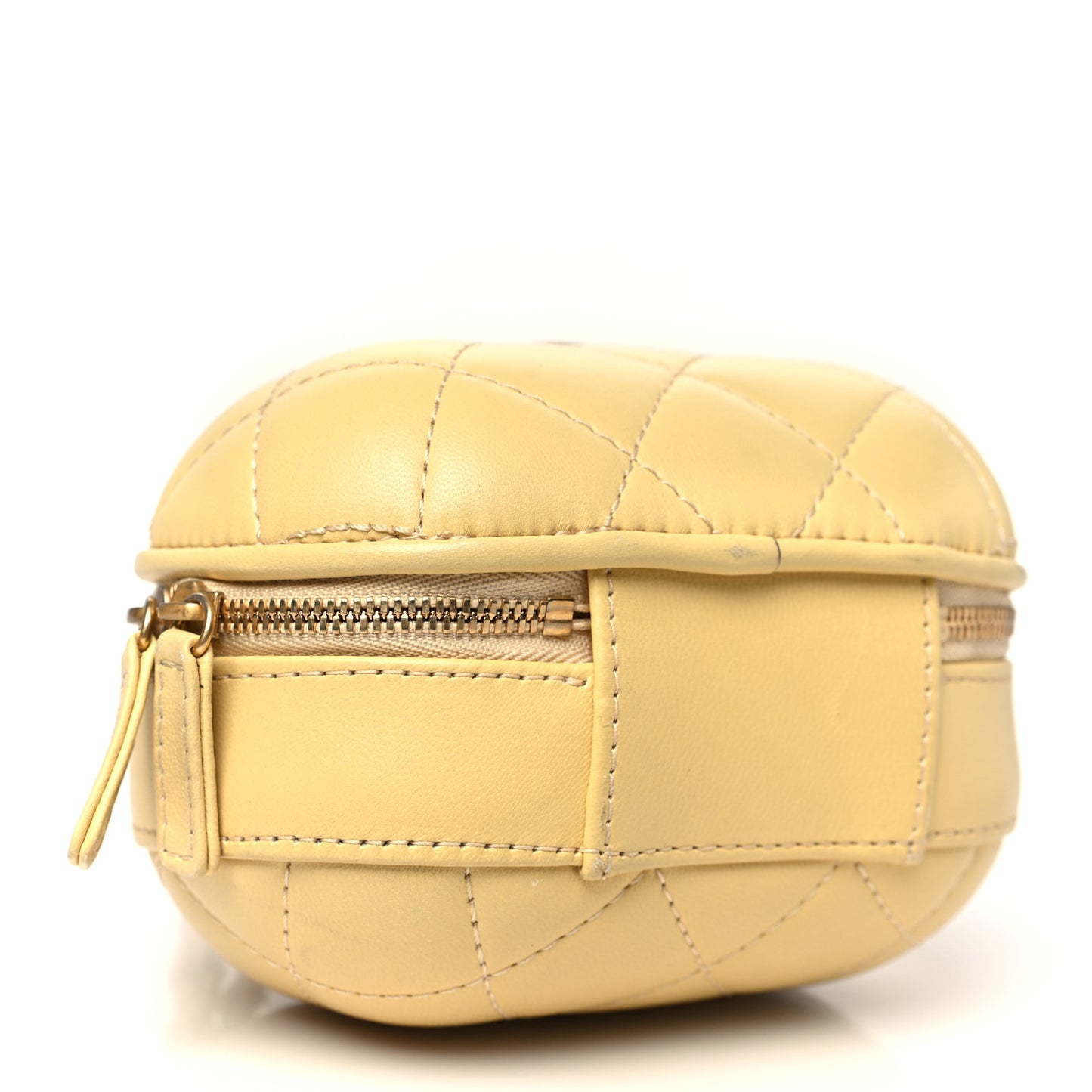 Lambskin Quilted CC Bubble Vanity Case With Chain Light Yellow