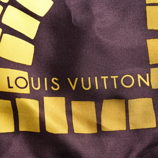 Silk Square Scarf Purple Yellow