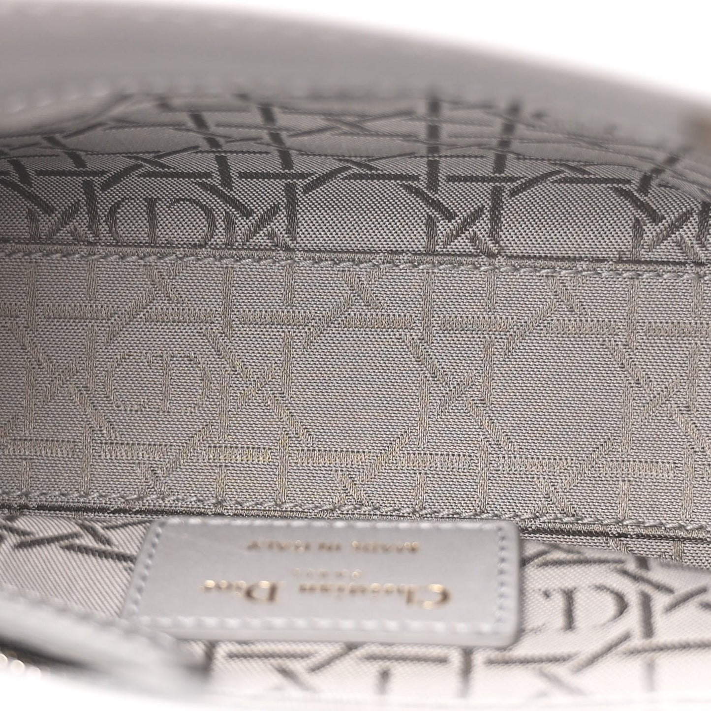 Metallic Lambskin Cannage Mini Lady Dior Grey
