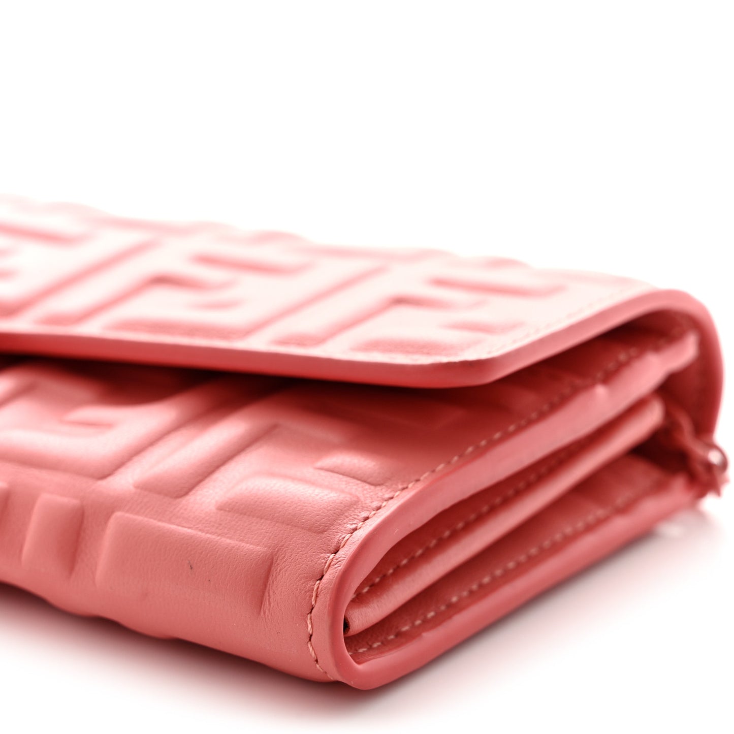 Nappa FF Embossed Continental Wallet On Chain Pink