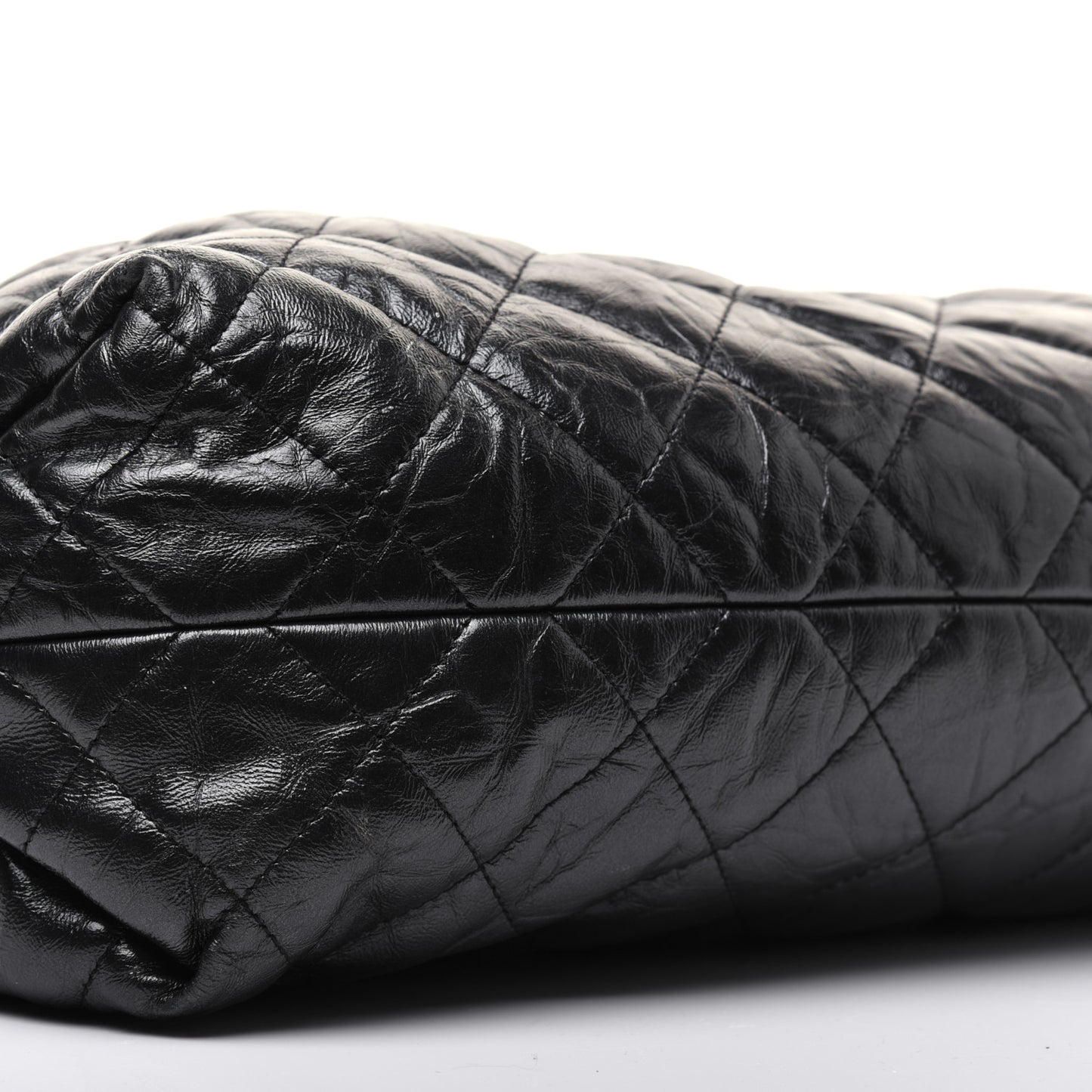 Metallic Crackled Calfskin Quilted Large Big Bang Hobo Black