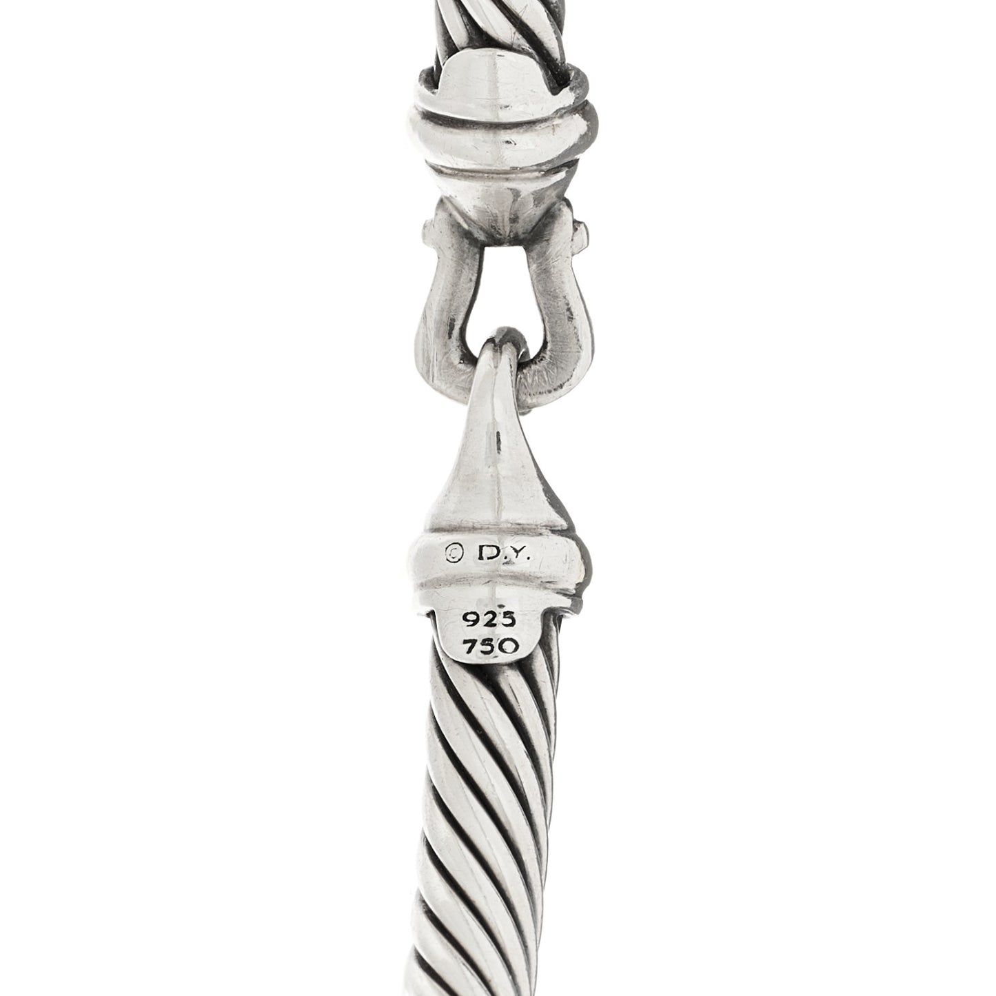 Sterling Silver 18K Yellow Gold 4mm Cable Classic Buckle Bracelet