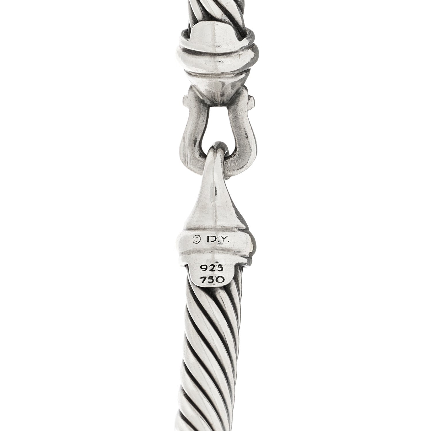 David Yurman Sterling Silver 18K Yellow Gold 4mm Cable Classic Buckle Bracelet 3 of 3