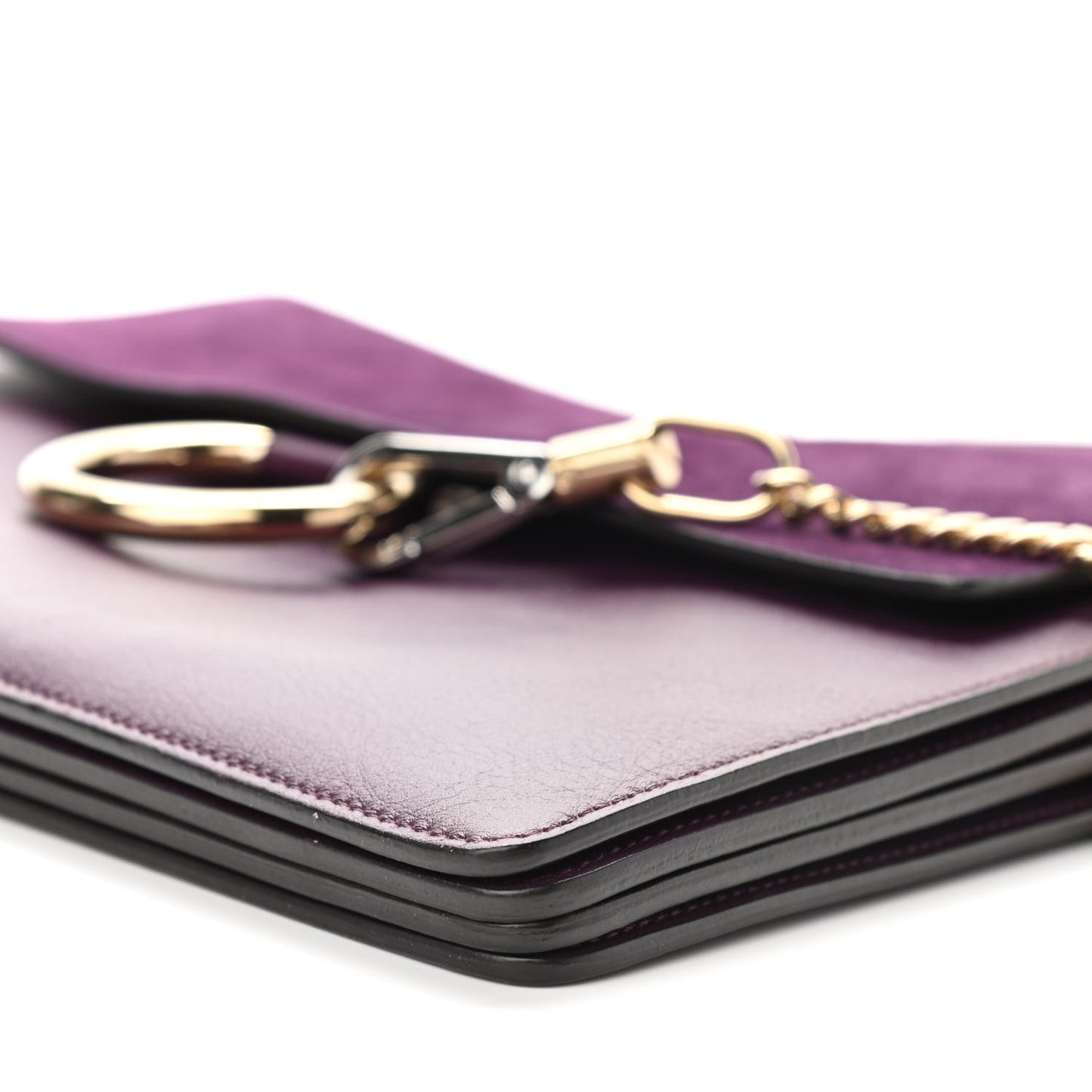 Suede Calfskin Medium Faye Shoulder Bag Dark Purple