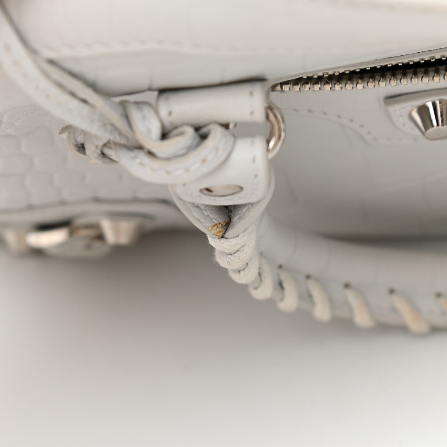 Matte Supple Lambskin Crocodile Embossed Classic Silver Hardware S City White