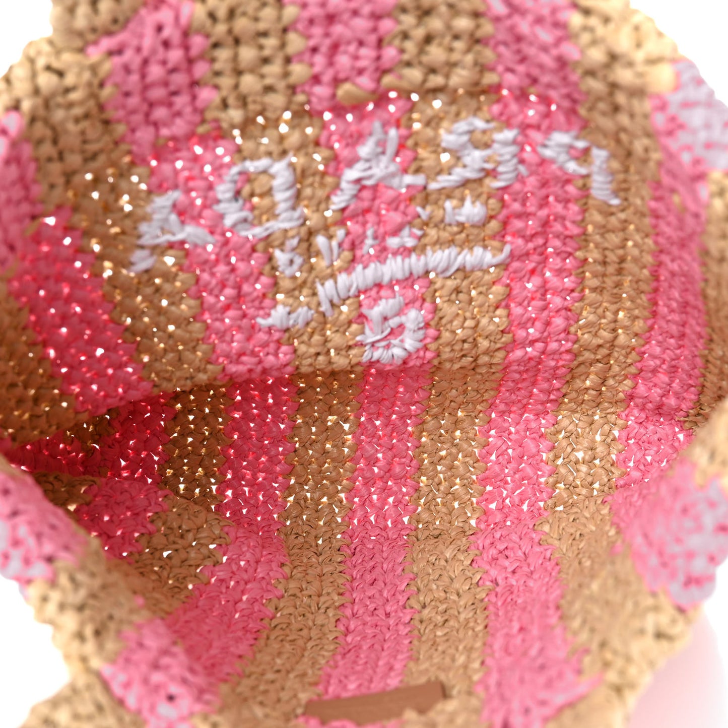 Yarn Raffia Effect Crochet Striped Small Logo Tote Naturale Petalo