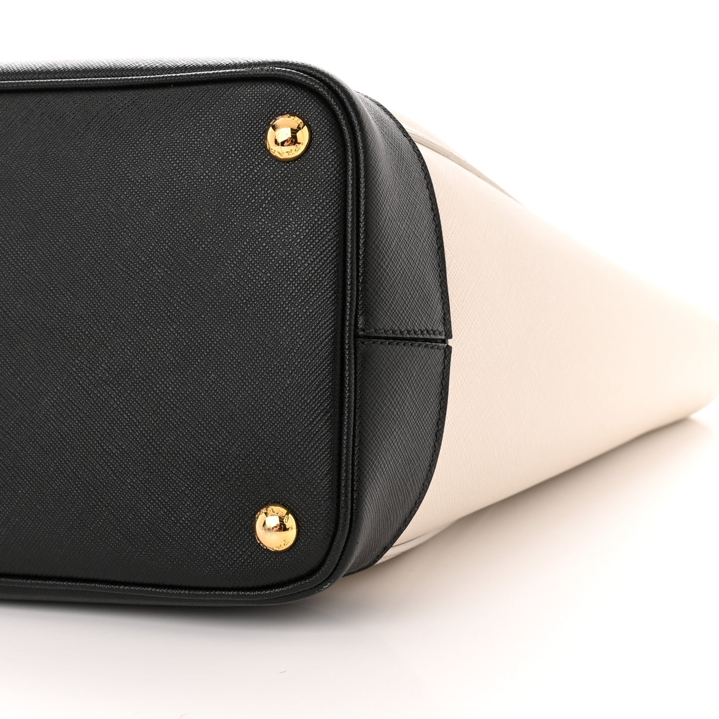 Saffiano Medium Bi-Color Top Handle Tote Black Talco