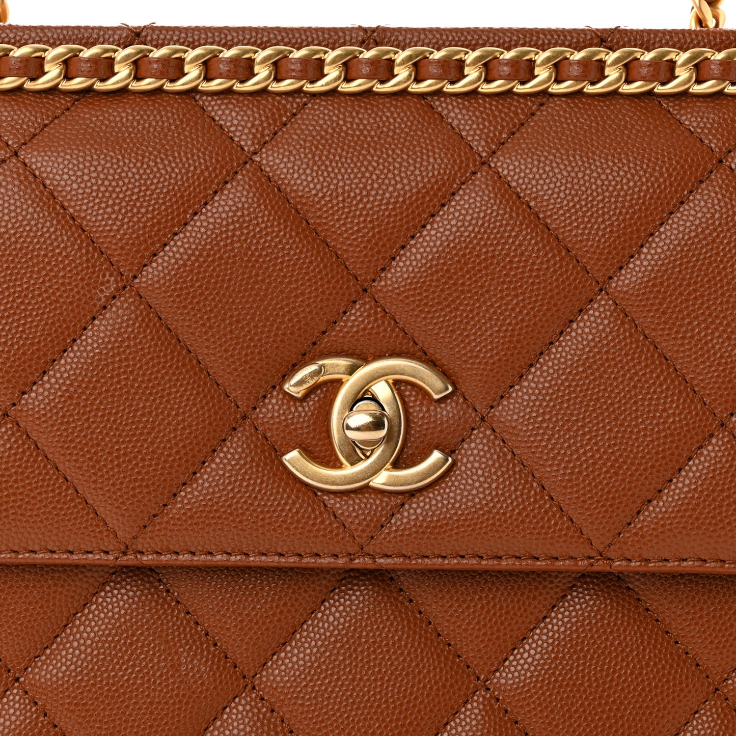 Caviar Quilted Multi Chain Backpack Light Brown