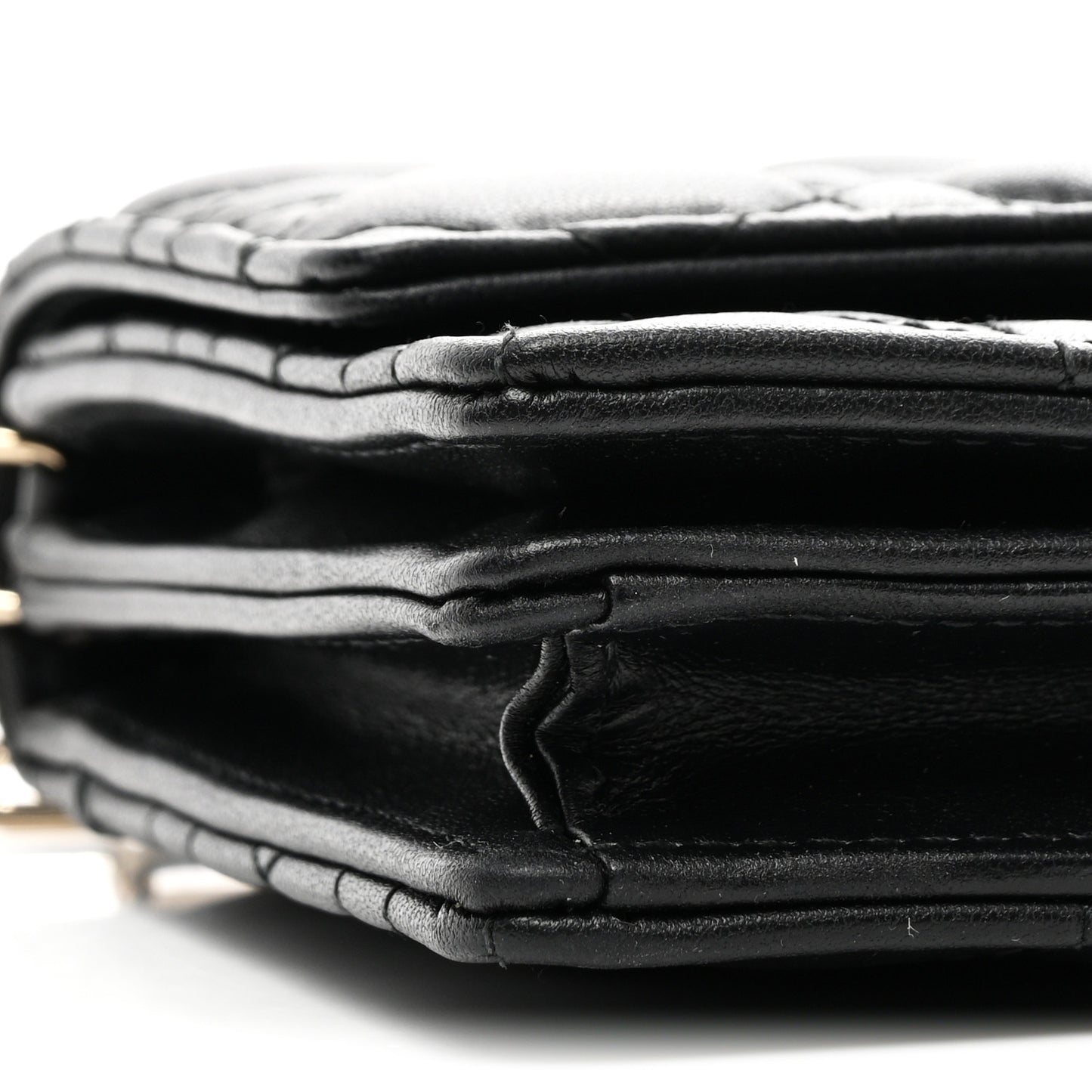 Lambskin Cannage Miss Dior Chain Pouch Black