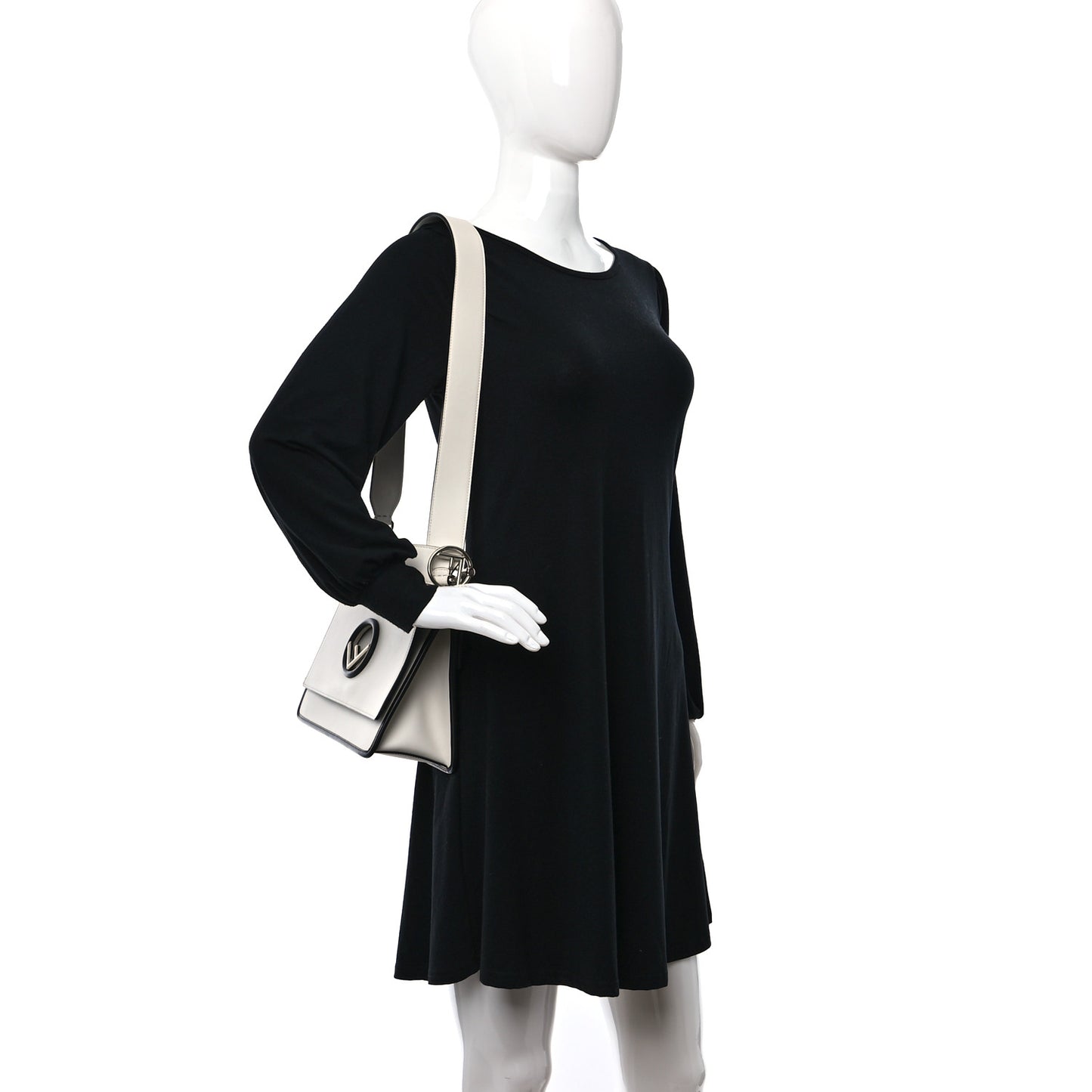 Vitello Century Alcantara F is Fendi Bi-Color Kan I Shoulder Bag White Black